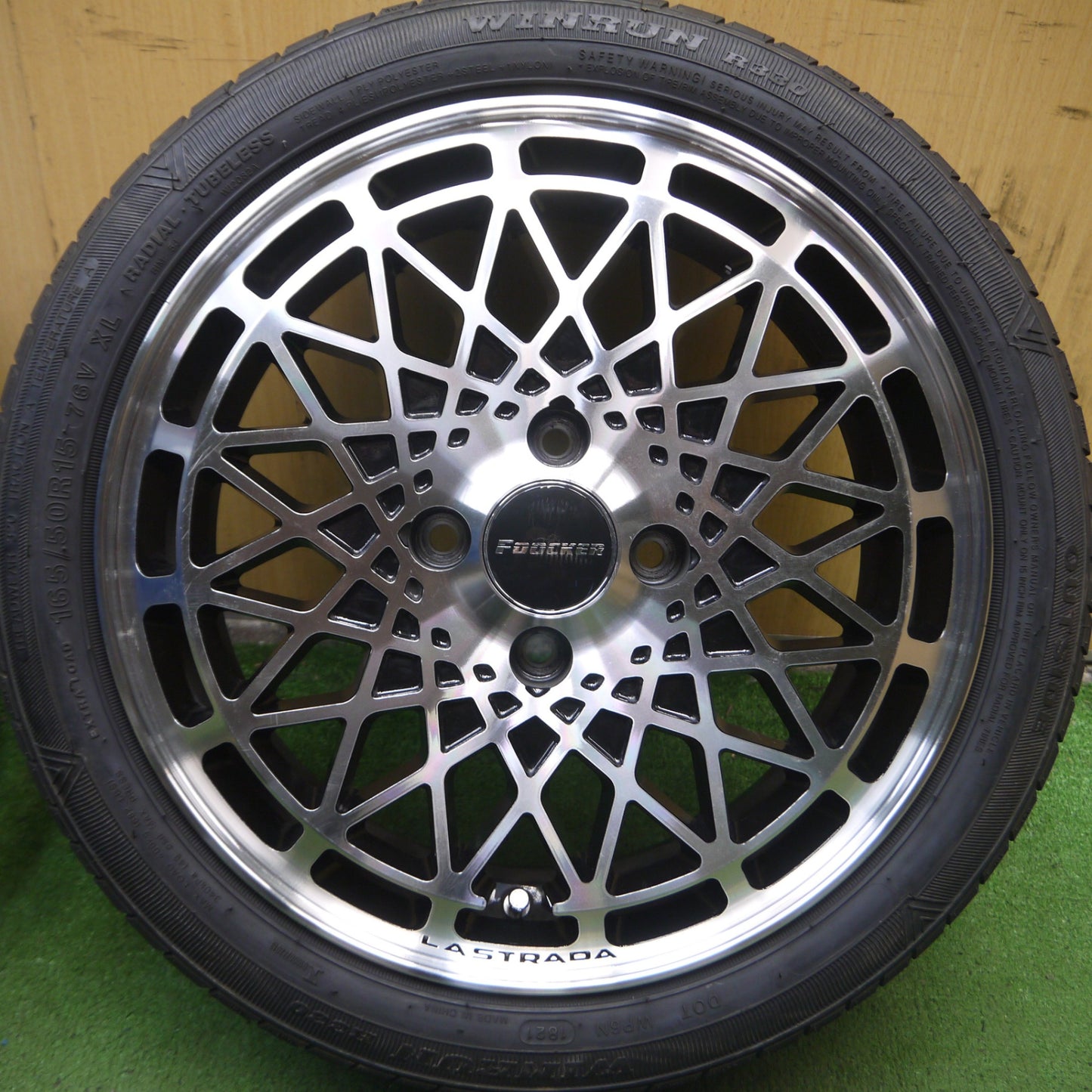 *送料無料* バリ溝！21年！9.5分以上★LA STRADA FOOCKER 165/50R15 ウィンラン R330 ラストラーダ 15インチ PCD100/4H★4060501Hノ