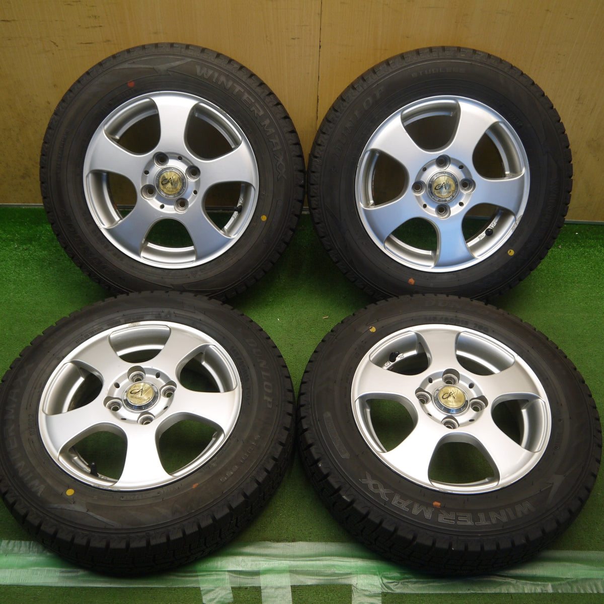 バリ溝！22年！9.5分◎スタッドレス 145/80R13 ダンロップ ウインターマックス WM02 CAV 社外 アルミ 13インチ PCD100/4H◎6091504Hス