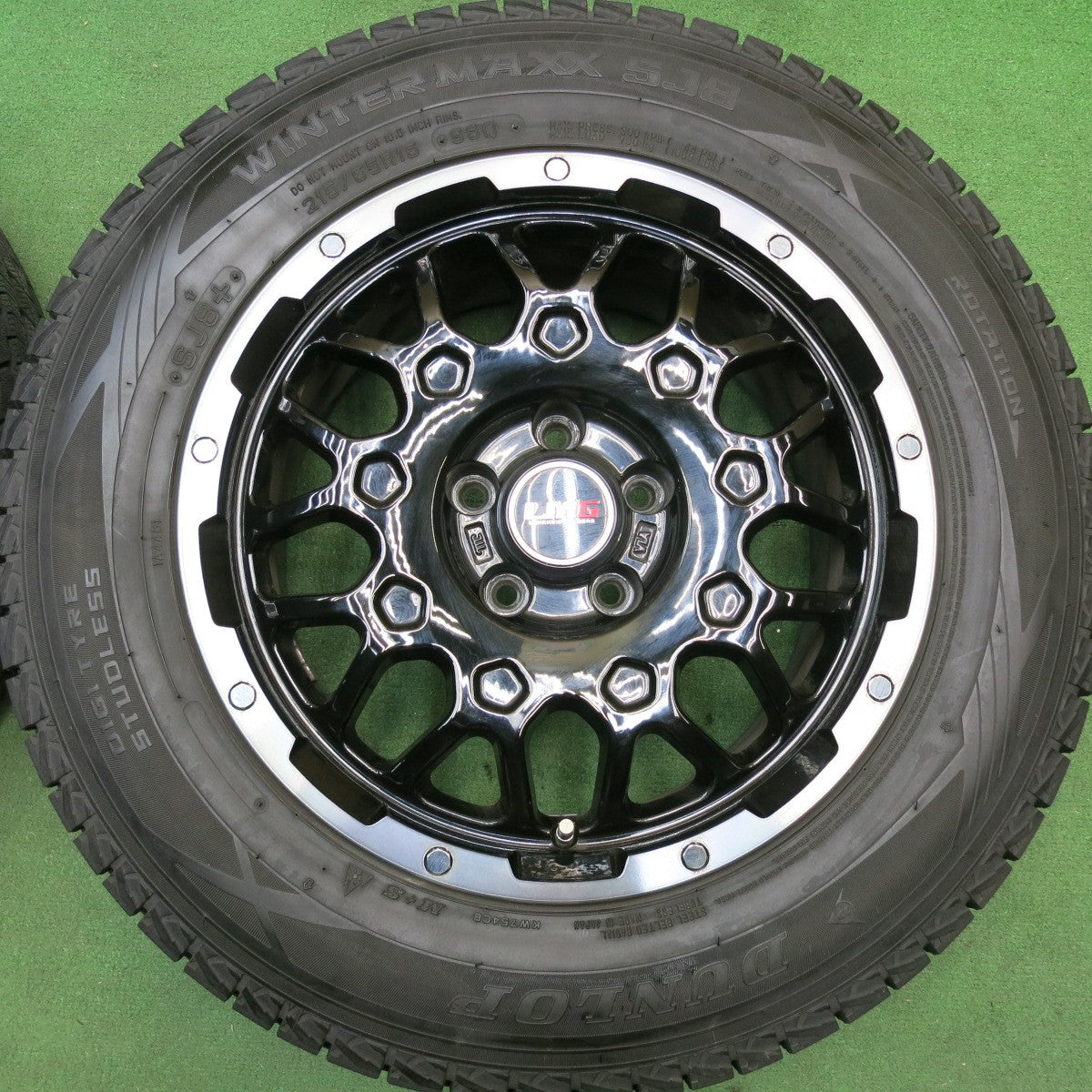 バリ溝！23年！9.5分以上★ジープ 等 LMG MS-9W 215/65R16 スタッドレス ダンロップ ウインターマックス SJ8 LEHRMEISTER GEAR 16インチ PCD110/5H★6032911HAス