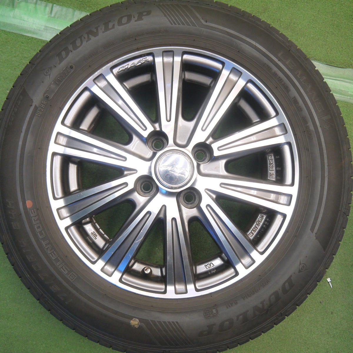 バリ溝！24年！8.5分◎175/70R14 ダンロップ LE MANS V+ SMACK ENKEI スマック エンケイ ルマン 5+ 14インチ PCD100/4H◎6100202Hノ