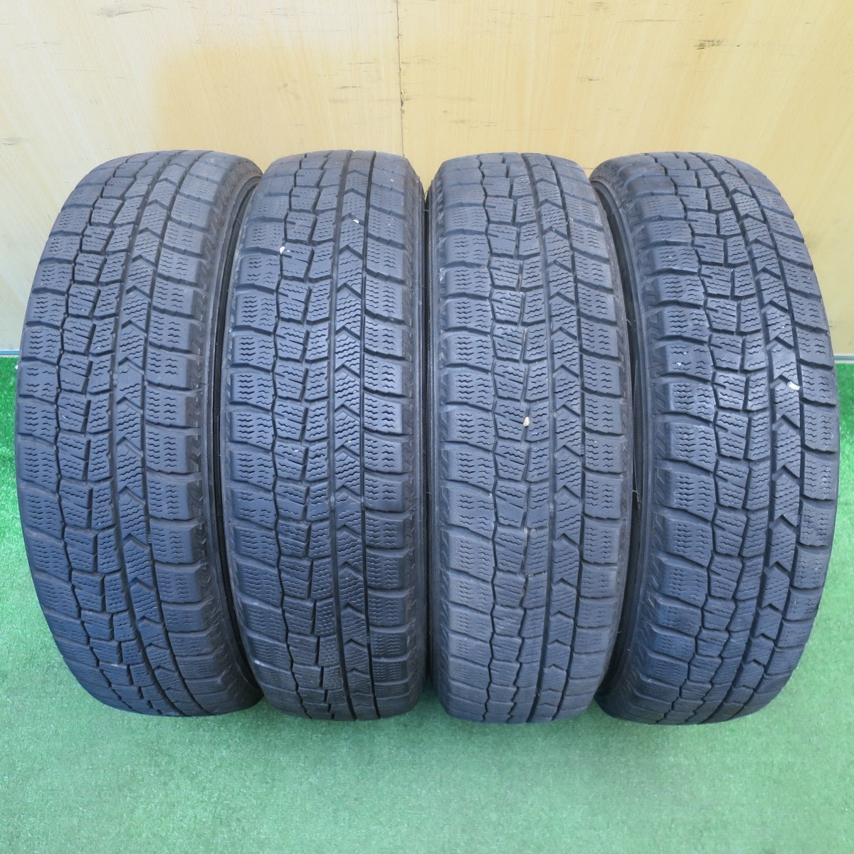 バリ溝　ダンロップ 155/65R14 ホイールセット （青0466） 155/65R14 夏 2019年式 ダンロップ バリ溝