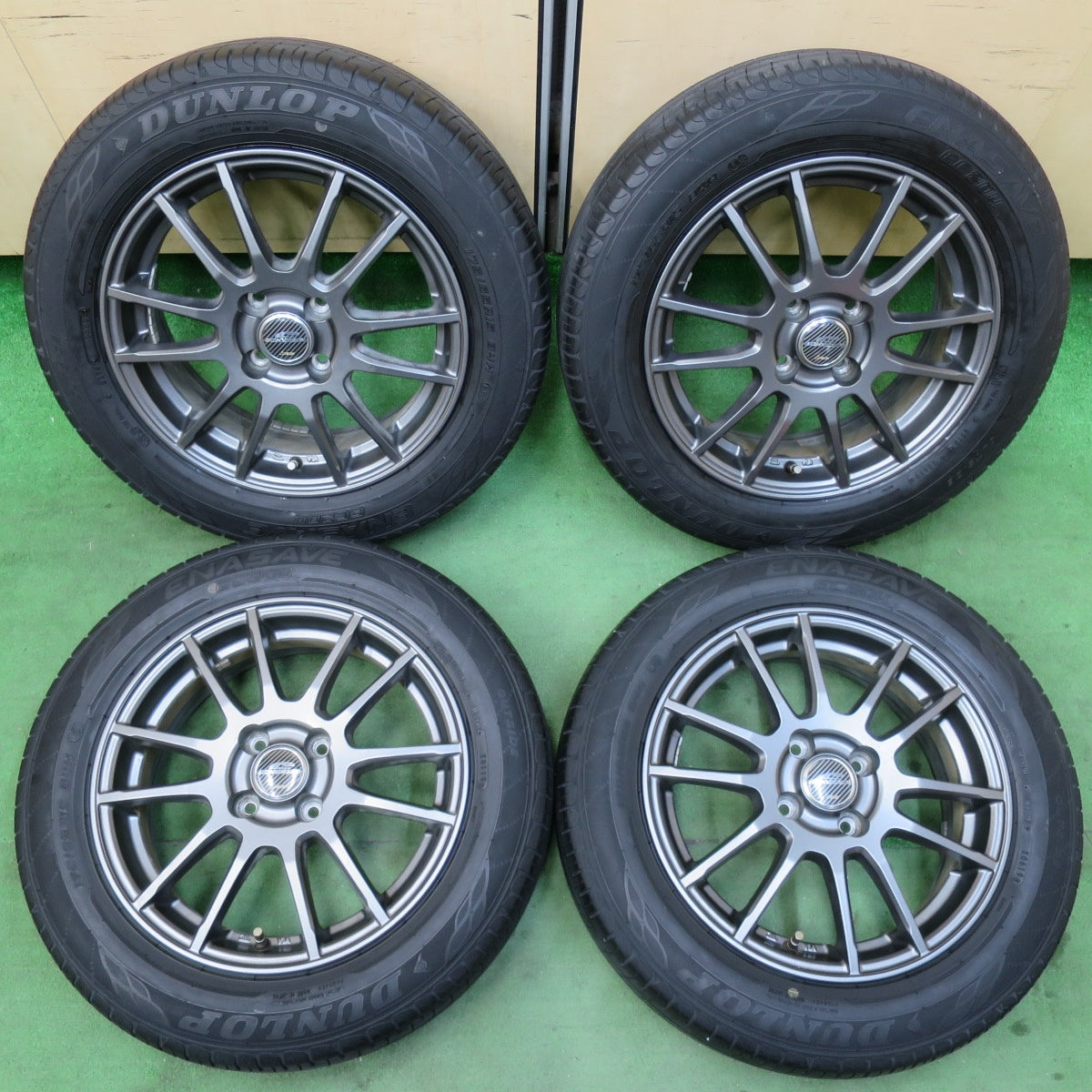 [送料無料] バリ溝！9分★175/65R15 ダンロップ エナセーブ EC204 SCHNEIDER シュナイダー 15インチ PCD100/4H★5022404イノ
