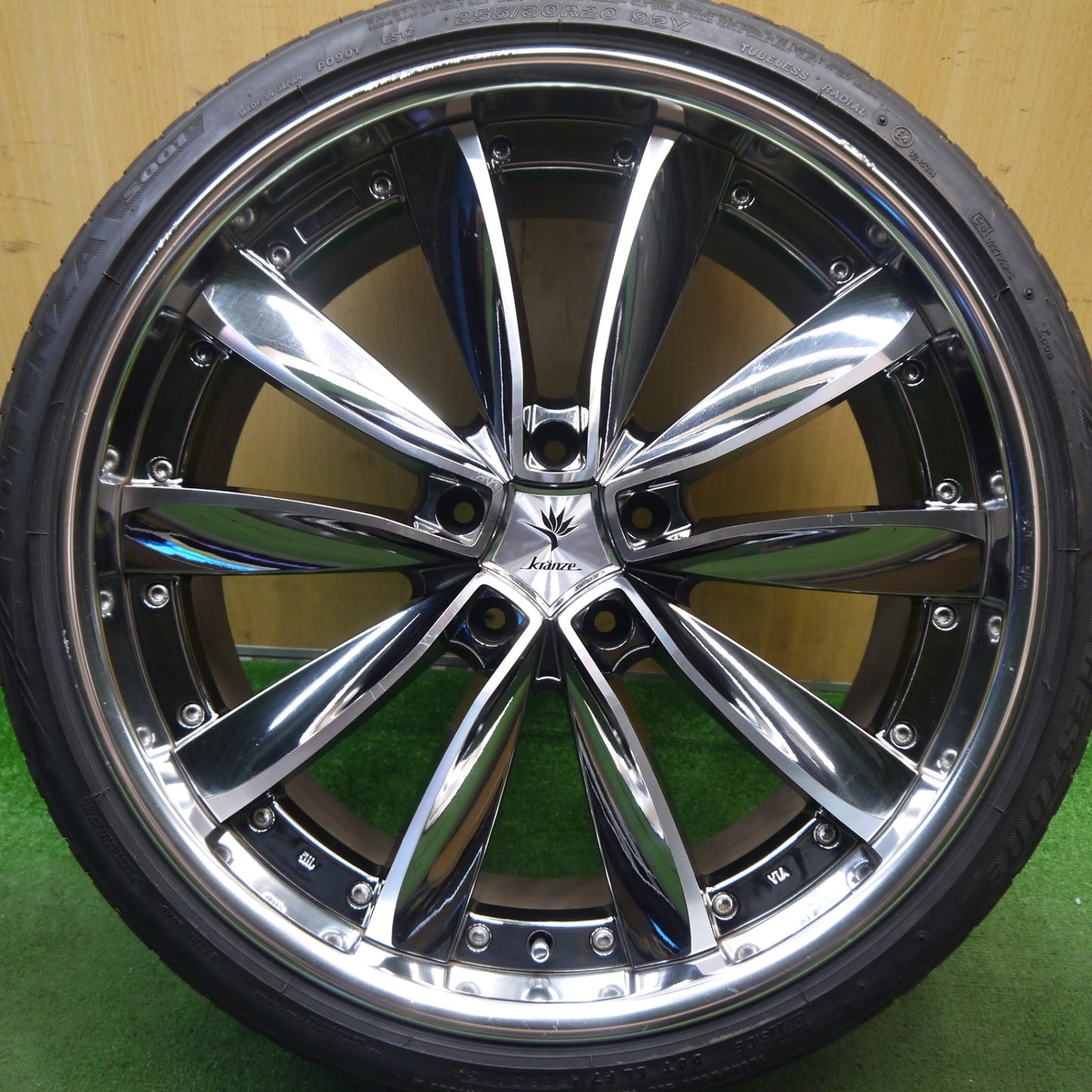 バリ溝！8.5分！1本★Kranze CHRISHNA 255/30R20 ブリヂストン ポテンザ S001 クレンツェ クリシュナ 20インチ PCD114.3/5H★5061007Hノ