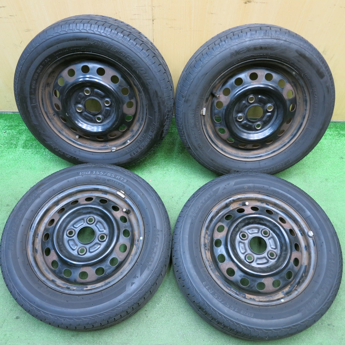 バリ溝！22年！8.5分★155/65R13 ブリヂストン ネクストリー エコピア スチール ホイール 13インチ PCD100/4H★5083007HAノ