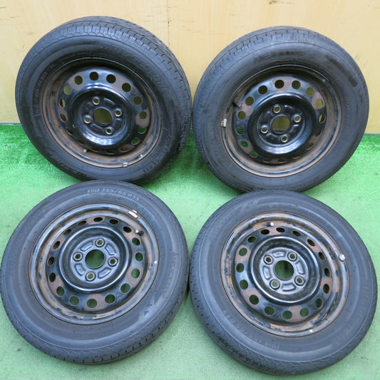バリ溝！22年！8.5分★155/65R13 ブリヂストン ネクストリー エコピア スチール ホイール 13インチ PCD100/4H★5083007HAノ
