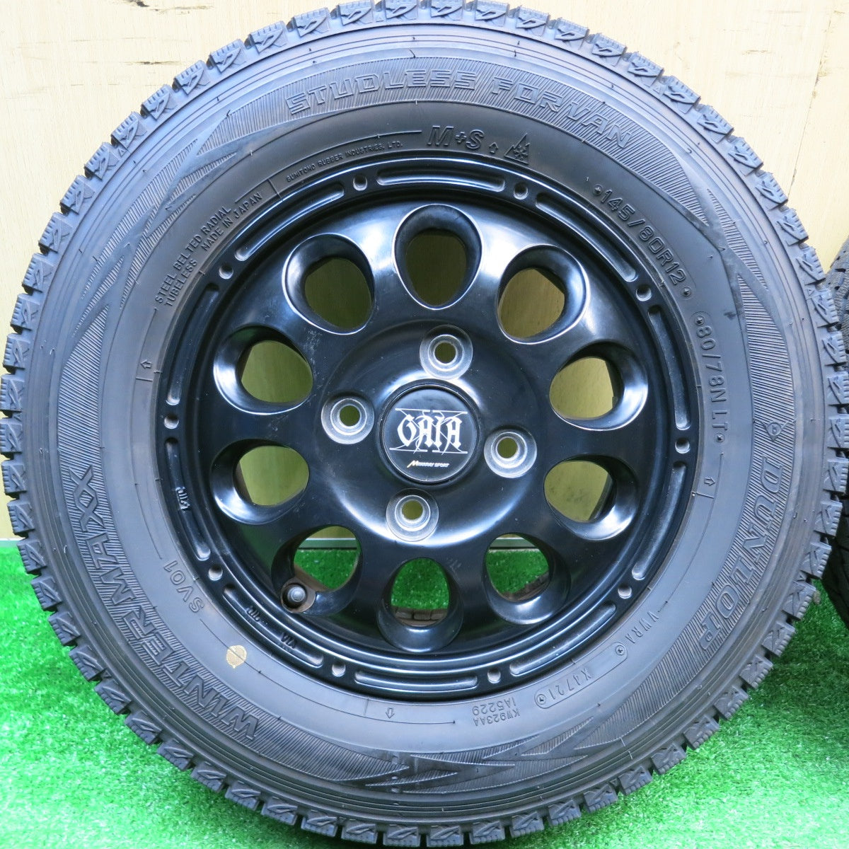 ほぼ未使用！21年★スタッドレス 145/80R12 80/78N ダンロップ ウインターマックス SV01 GAIA MANARAY SPORT ガイア マナレイ スポーツ 12インチ PCD100/4H★5112905HAス