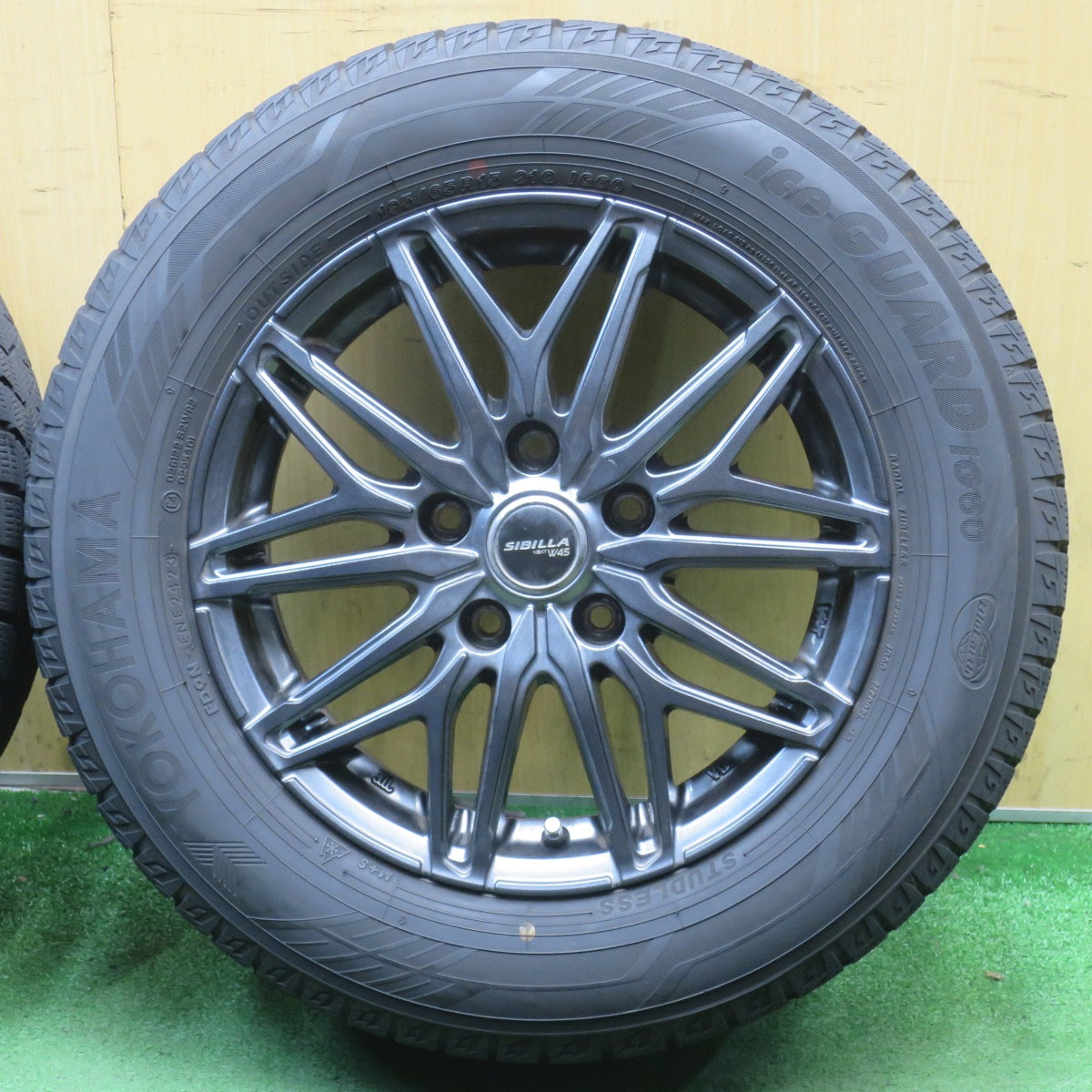 バリ溝！23年！9分◎スタッドレス 195/65R15 ヨコハマ アイスガード iG60 SIBILLA NEXT W45 シビラ 15インチ PCD114.3/5H◎6063002NJス