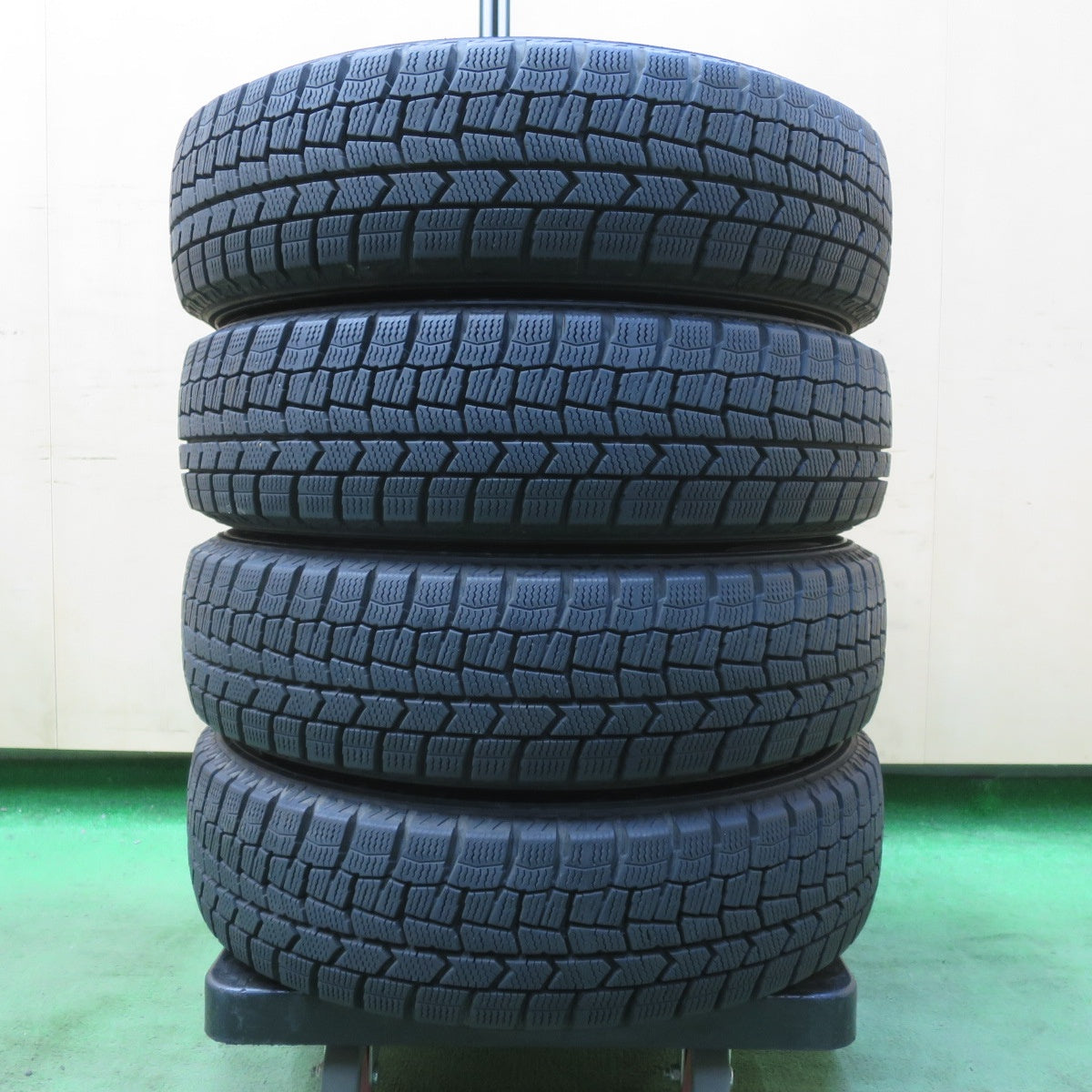 バリ溝！キレイ！9.5分★スタッドレス 155/65R14 ダンロップ ウインターマックス WM02 社外 アルミ 14インチ PCD100/4H★5051509イス