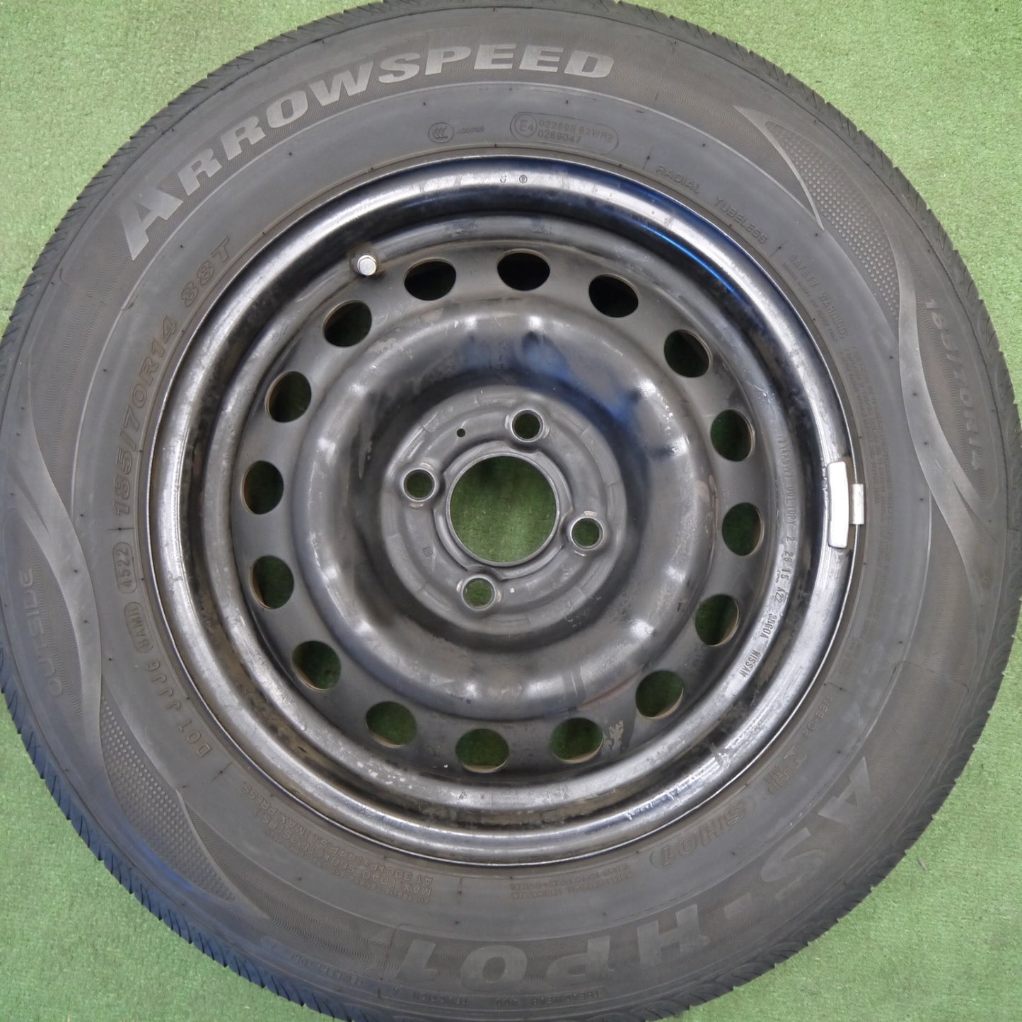 バリ溝！22年！9分★185/70R14 アロースピード AS-HP01 スチール ホイール 14インチ PCD100/4H★6032706Hノ