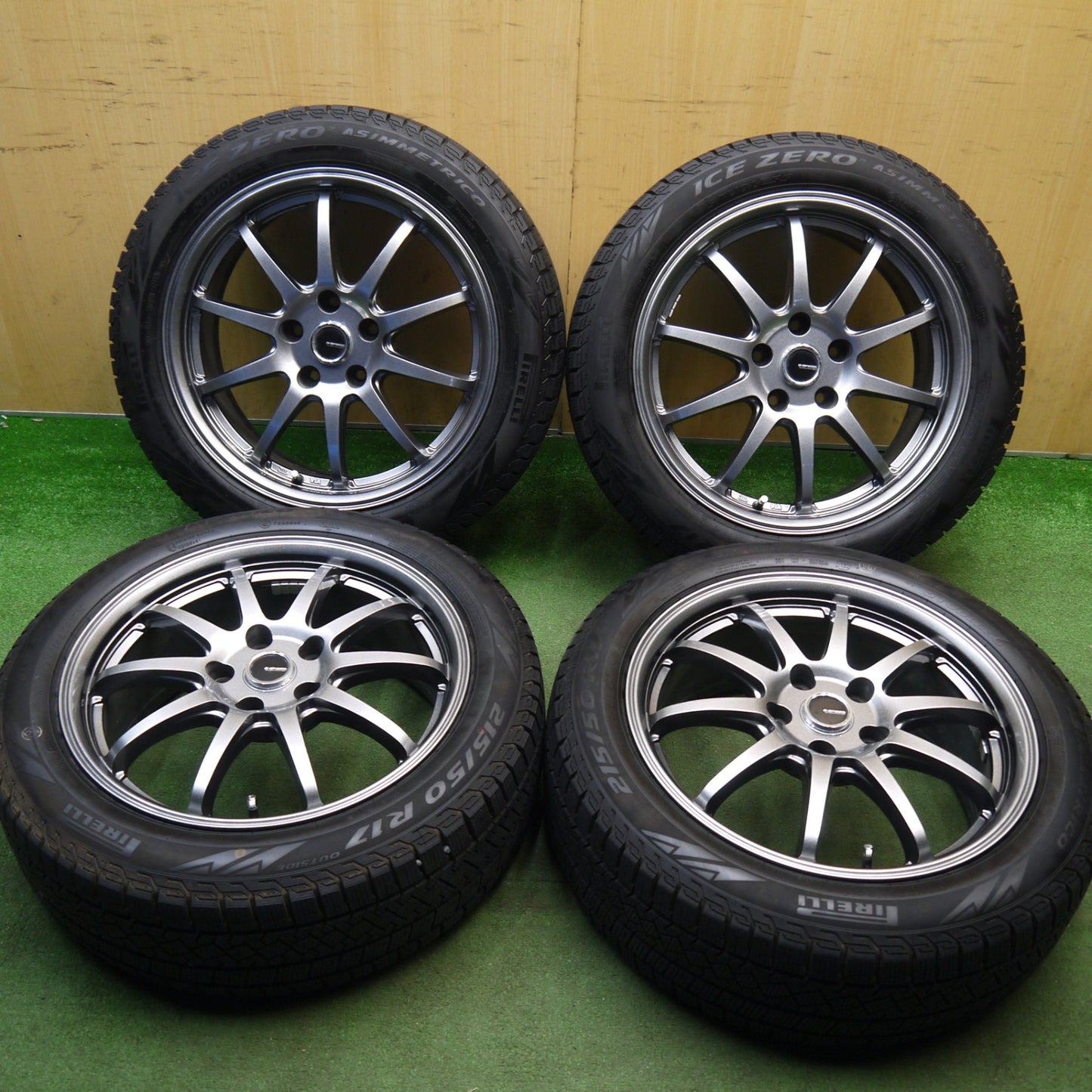 バリ溝！23年！キレイ！9分★スタッドレス 215/50R17 ピレリ アイスゼロ アシンメトリコ G-SPEED Gスピード 17インチ PCD114.3/5H★6032514Hス