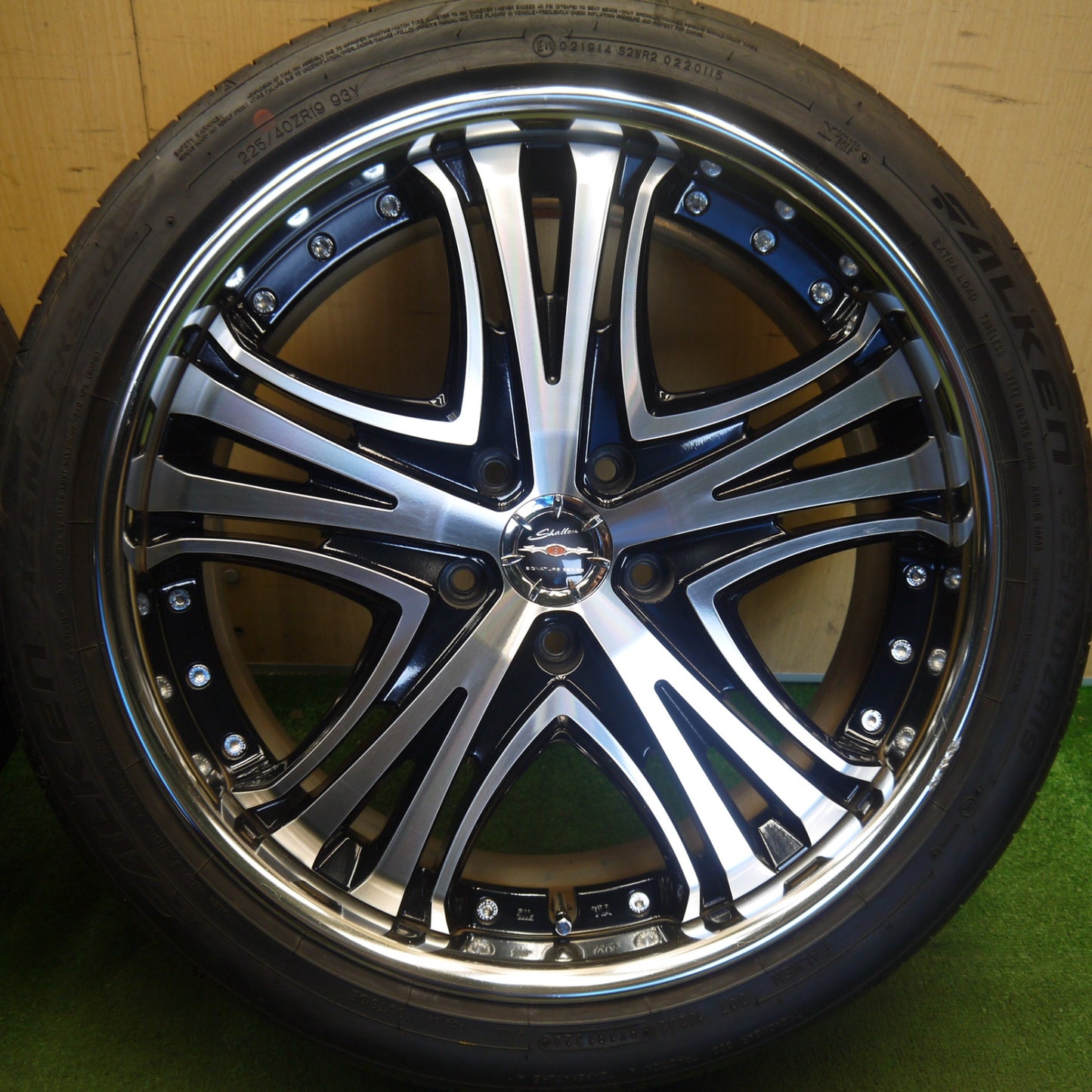 バリ溝！24年！9分◎Shallen XV-77 225/40R19 ファルケン AZENIS FK520L シャレン 19インチ PCD114.3/5H◎6061009Hノ