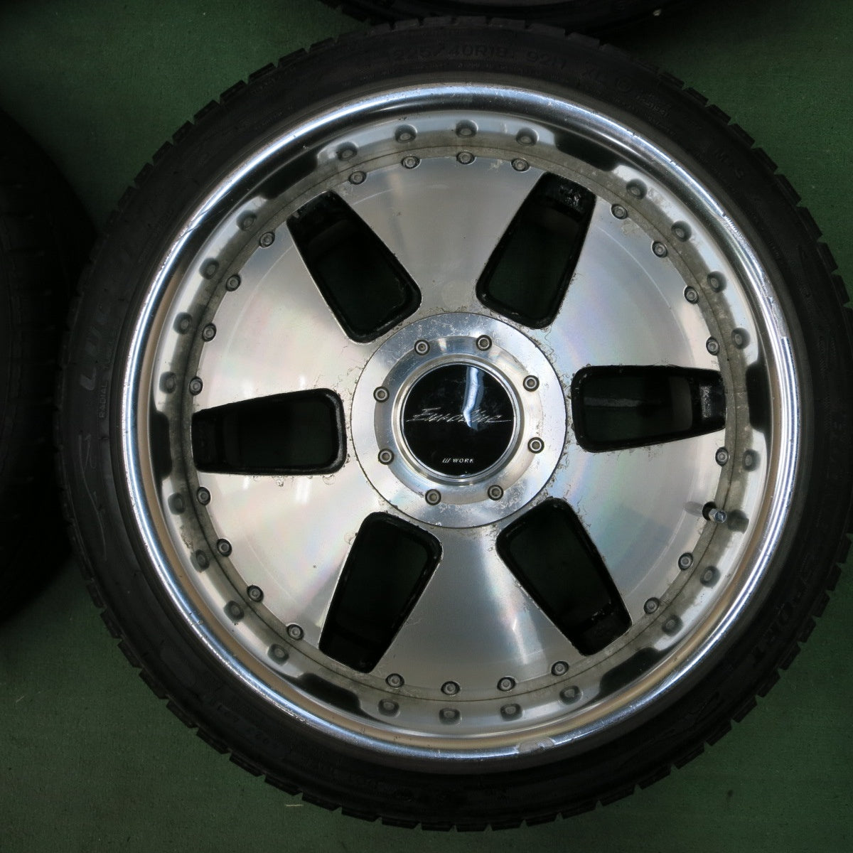 [送料無料] バリ溝！8.5分★WORK Euroline 225/40R18 ルッチーニ BUONO SPORT ワーク ユーロライン 18インチ PCD114.3/4H 5H マルチ★4100201SYノ