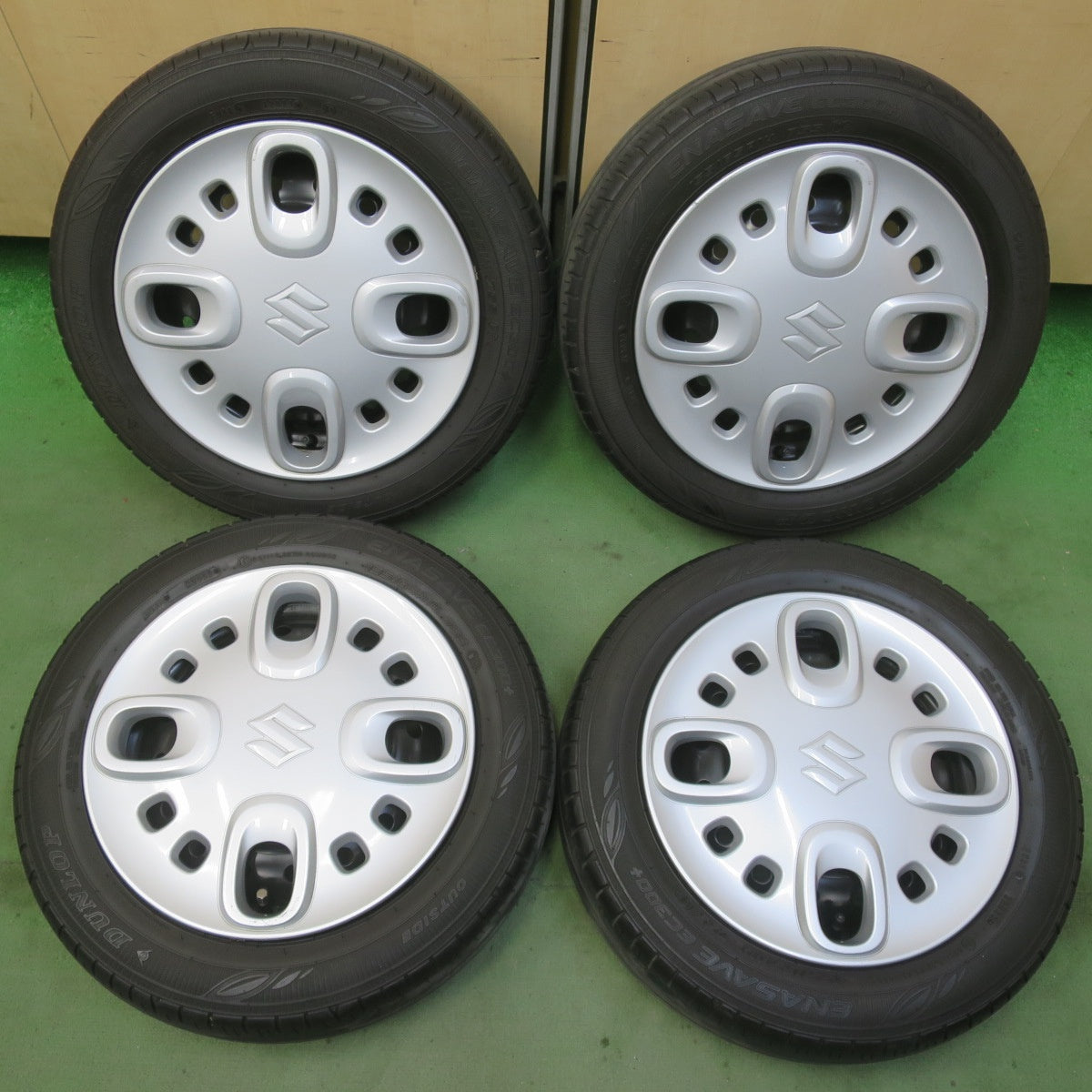 キレイ！23年◎スズキ スペーシア 純正 スチール 155/65R14 ダンロップ エナセーブ EC300+ 14インチ PCD100/4H◎6090702IMノ