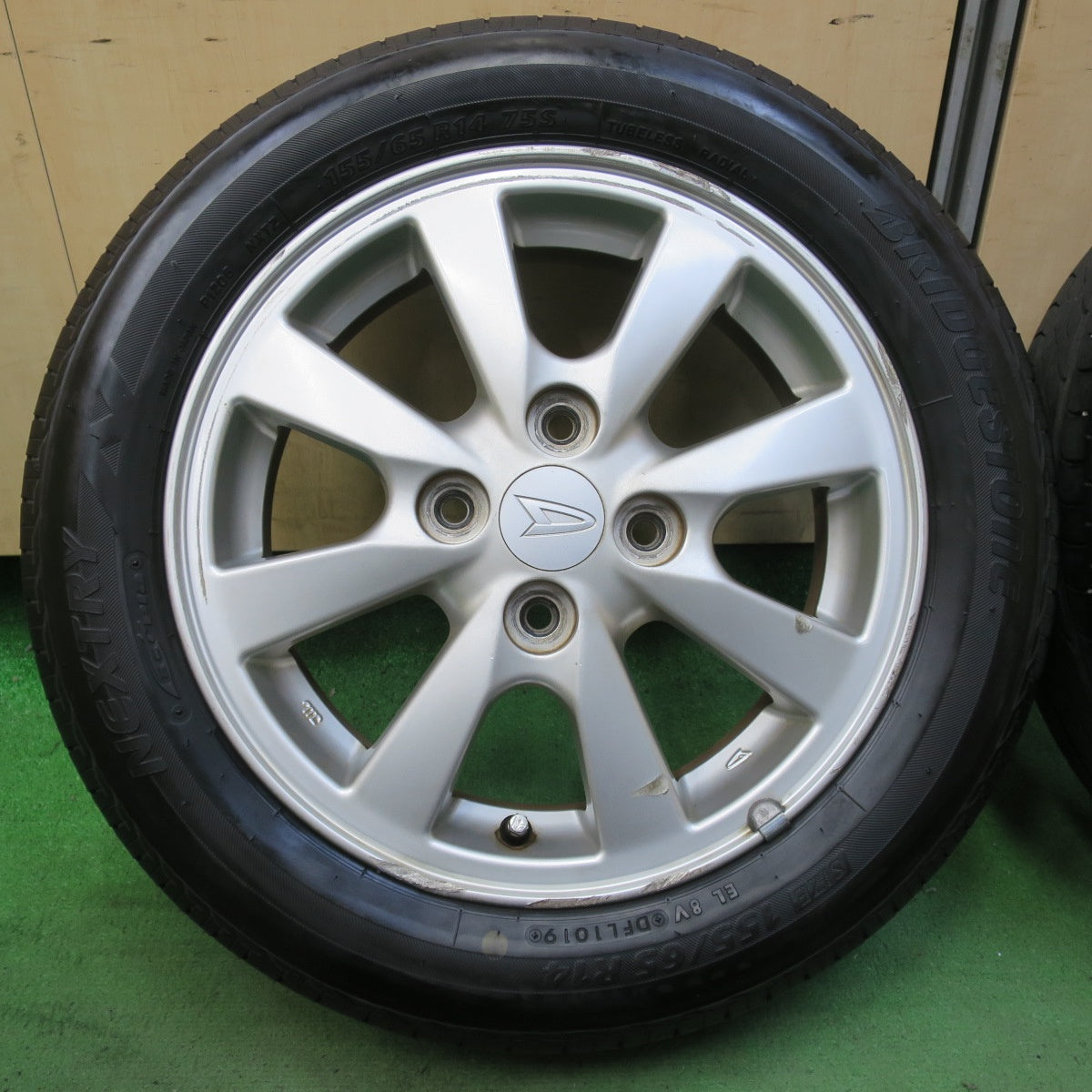 バリ溝！8.5分★ダイハツ タント 純正 155/65R14 ブリヂストン ネクストリー エコピア 14インチ PCD100/4H★5082807イノ