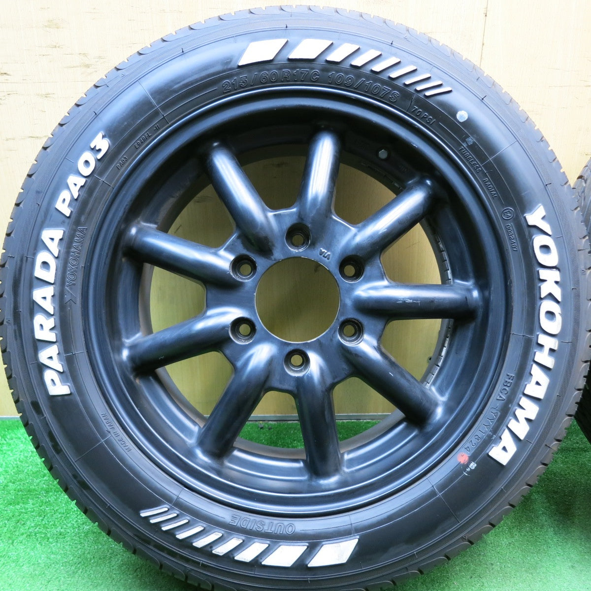 バリ溝！24年！9.5分★FABULOUS BARONE MC-9 215/60R17C 109/107S ヨコハマ PARADA PA03 ホワイトレター ファブレス ヴァローネ PCD139.7/6H★5053004HAノ