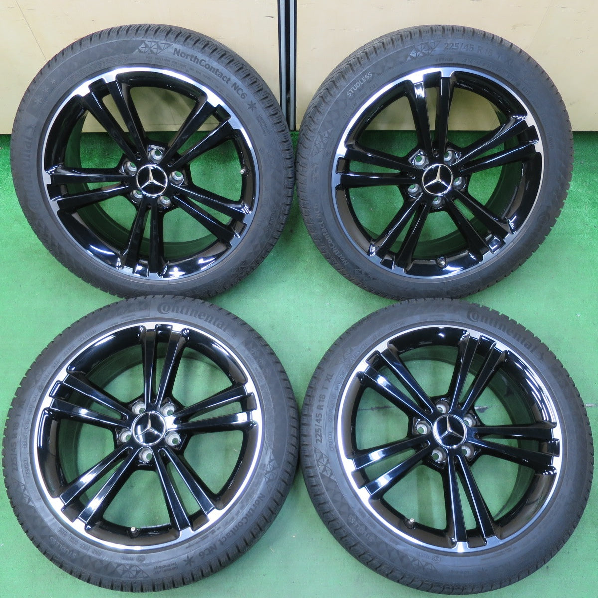 [送料無料] バリ溝！21年！キレイ！9.5分★ベンツ W177 Aクラス 純正 225/45R18 スタッドレス コンチネンタル ノースコンタクト NC6 PCD112/5H★4093004イス