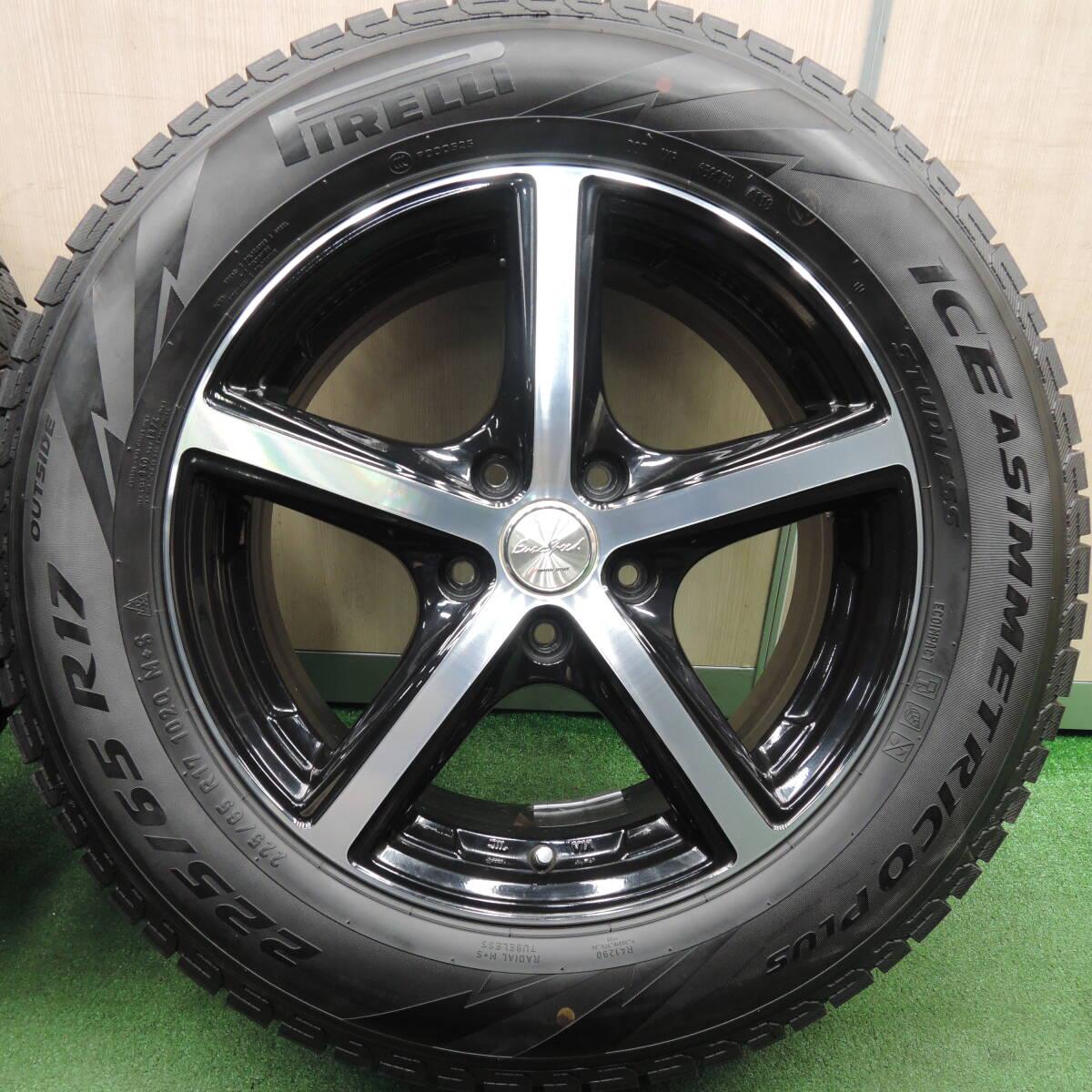 バリ溝！9.5分以上★スタッドレス 225/65R17 ピレリ アイスアシンメトリコ プラス EuroSpeed MANARAY PCD114.3/5H★3122919HAス