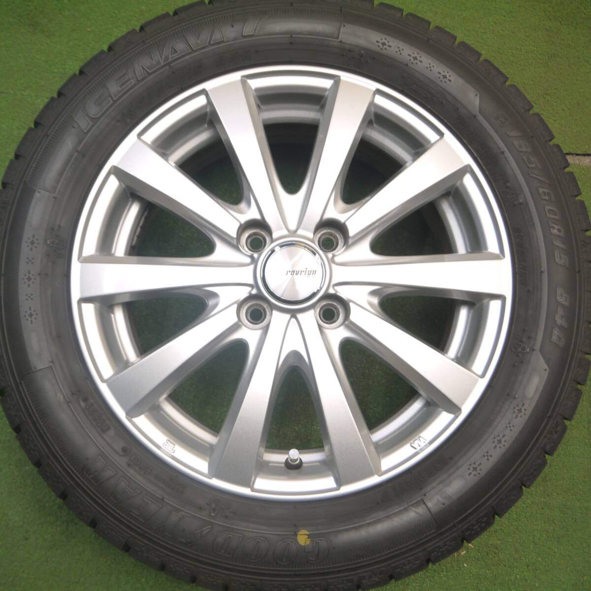 バリ溝！21年！キレイ！ほぼ10分★スタッドレス 185/60R15 グッドイヤー アイスナビ7 ravrion RS01 ラブリオン 15インチ PCD100/4H★5021904Hス