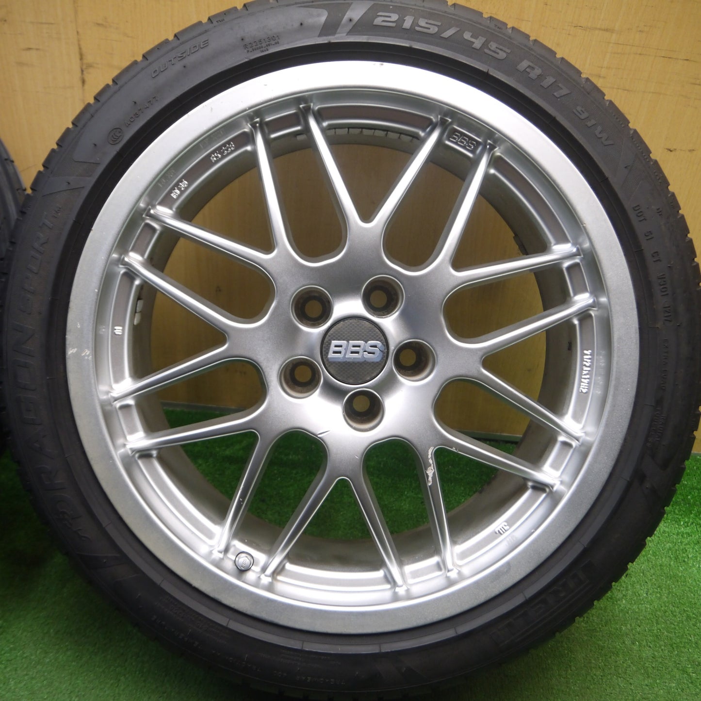 [送料無料] バリ溝！8.5分★ワーゲン 等 BBS RX228 215/45R17 ピレリ ドラゴンスポーツ TM 17インチ PCD100/5H★5030311Hノ