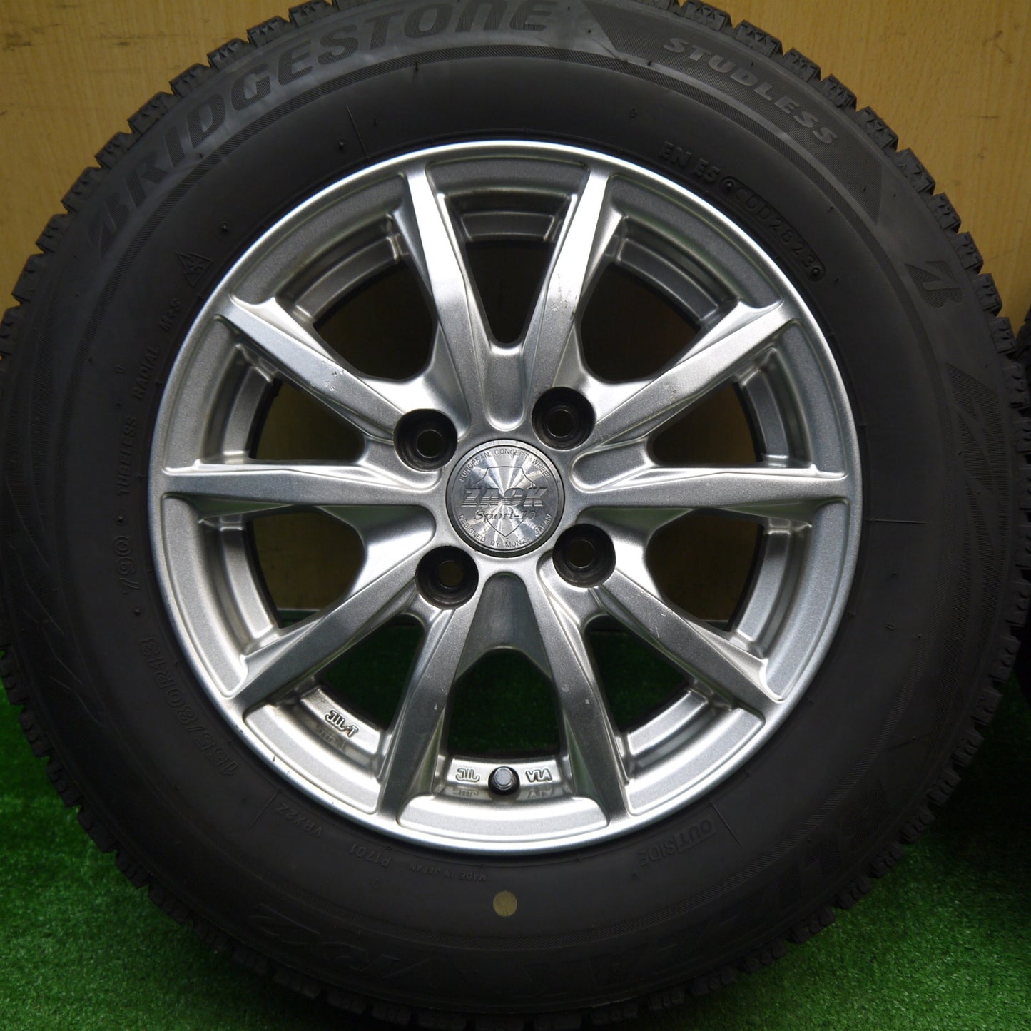 キレイ！23年★スタッドレス 155/80R13 ブリヂストン ブリザック VRX2 ZACK Sport-10 MONZA ザック モンツァ 13インチ PCD100/4H★5121704Hス