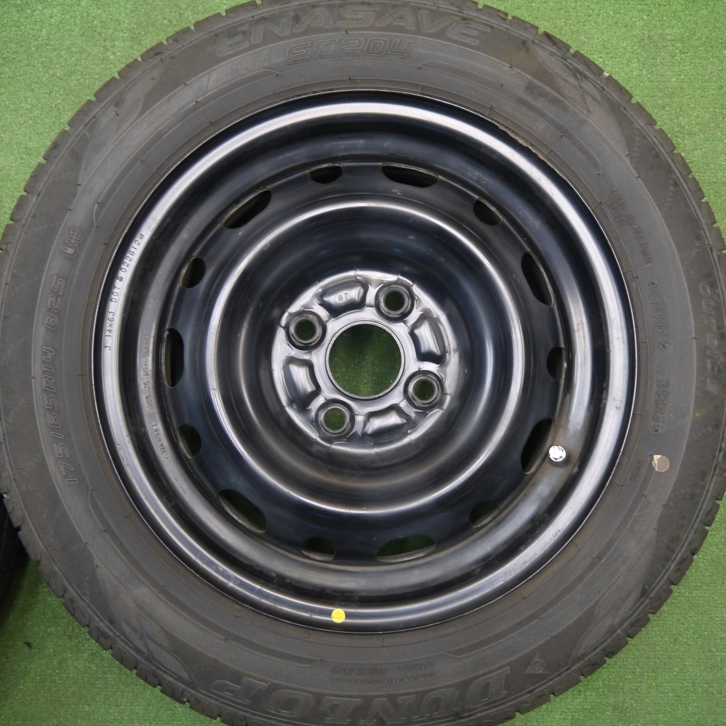 バリ溝！9.5分★マツダ デミオ 純正 スチール 175/65R14 ダンロップ エナセーブ EC204 14インチ PCD100/4H★6011604Hノ