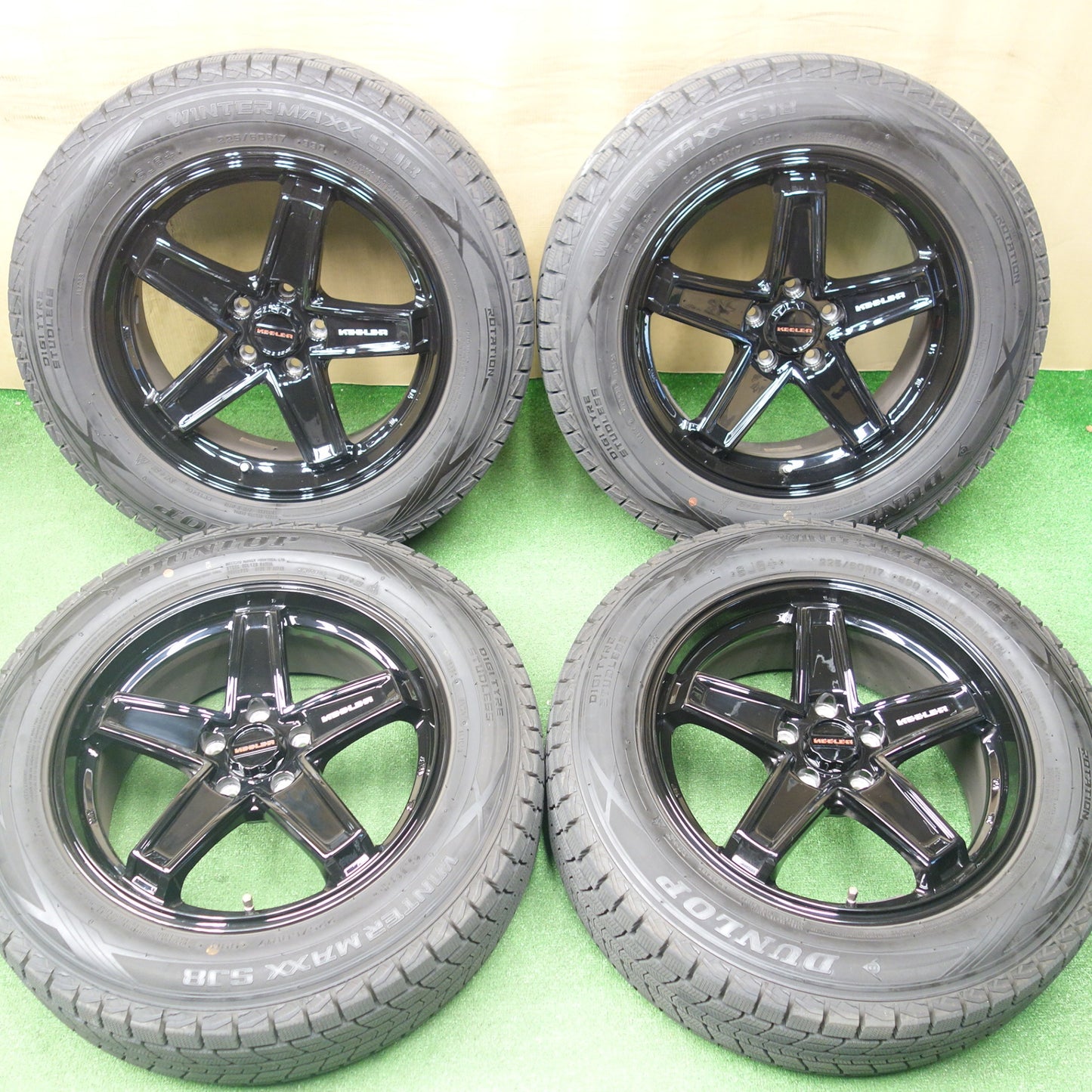 バリ溝！23年！キレイ！9.5分★ジープ 等 KEELER TACTICS 225/60R17 スタッドレス ダンロップ ウインターマックス SJ8 SJ8+ キーラー タクティクス 17インチ PCD110/5H★6031401KTス