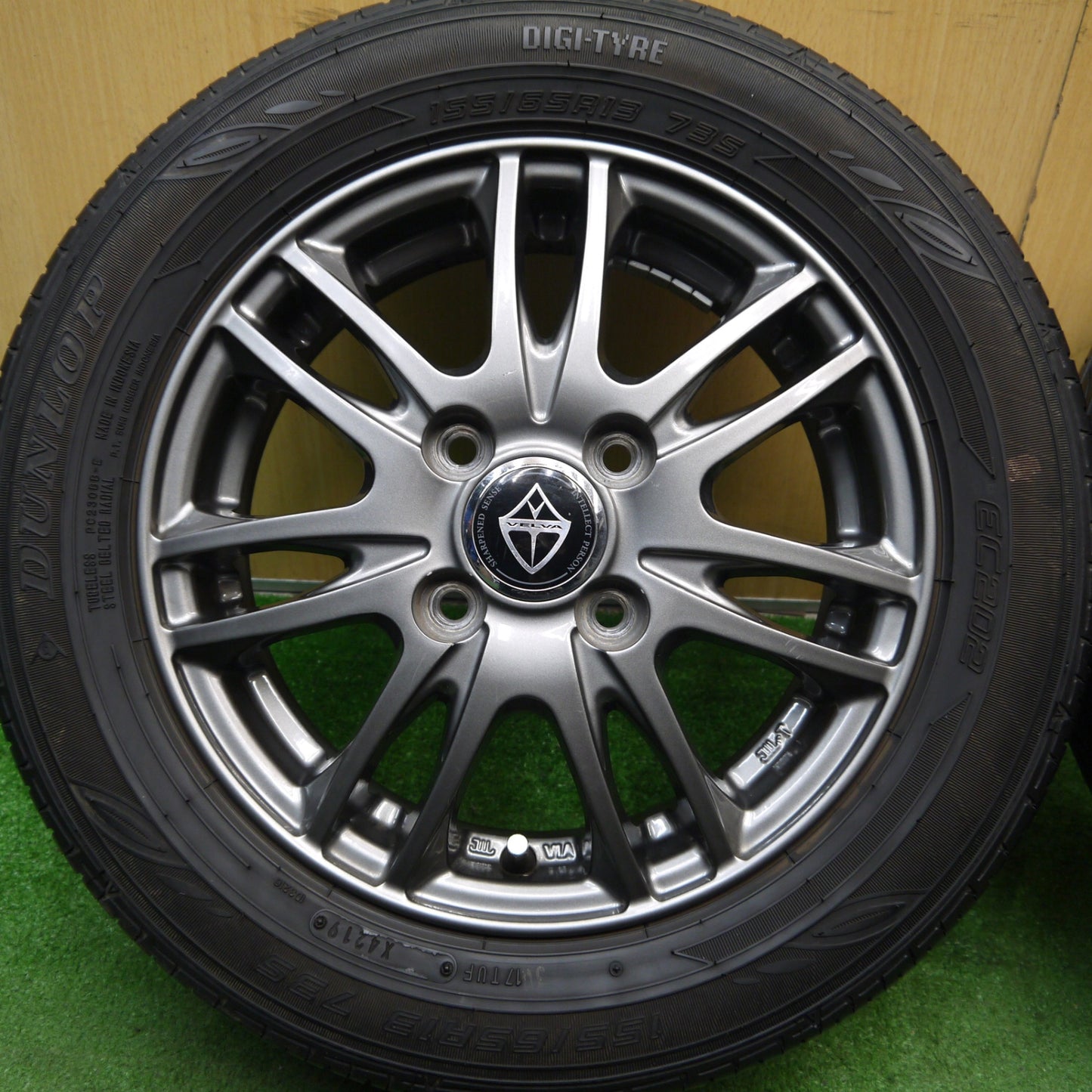 キレイ★155/65R13 ダンロップ EC202 VELVA ヴェルヴァ 13インチ PCD100/4H★5070102Hノ
