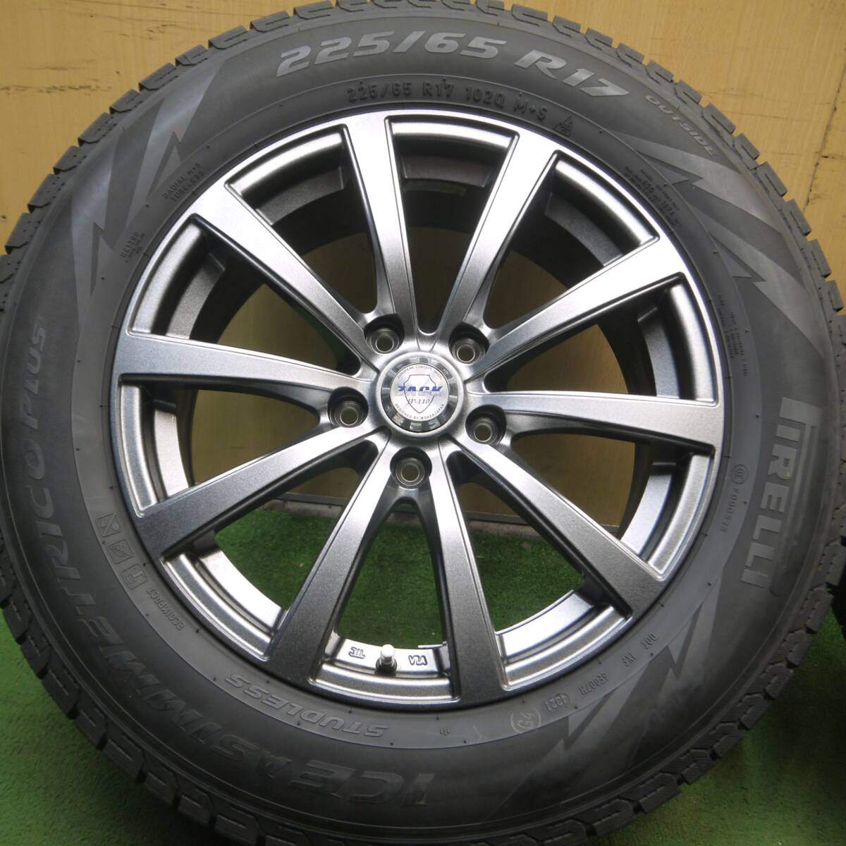 バリ溝 21年 綺麗 8.5分★スタッドレス 225/65R17 ピレリ アイスアシンメトリコ プラス ZACK JP-110 PCD114.3/5H★4060710Hス