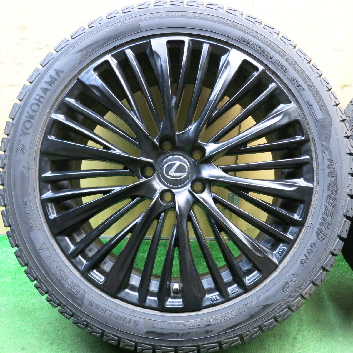 センサー付！バリ溝！23年！キレイ！9.5分★レクサス 等 235/50R20 スタッドレス ヨコハマ アイスガード G075 レアマイスター PREMIX MER-X PCD114.3/5H★5081901HAス