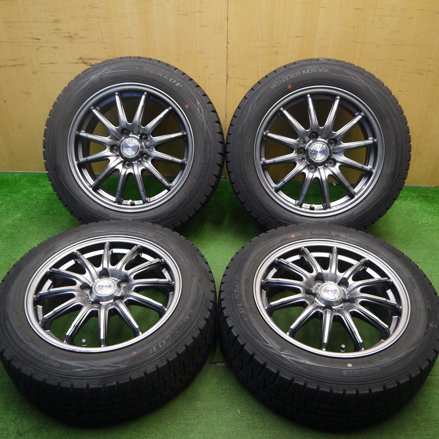 バリ溝！キレイ！9分★スタッドレス 195/60R16 ダンロップ ウインターマックス WM01 ZACK JP-812 MONZA ザック 16インチ PCD114.3/5H★5041605Hス