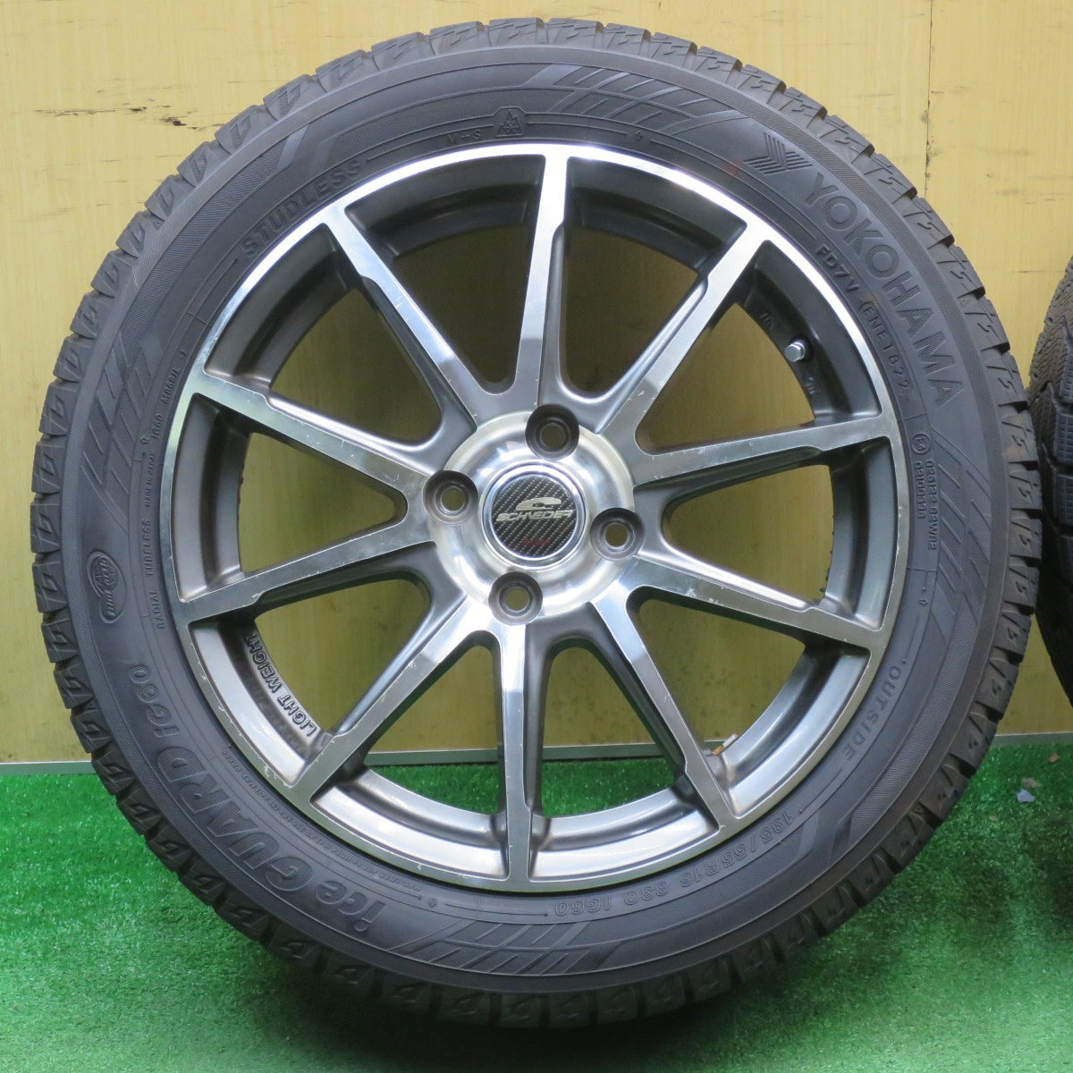 バリ溝！22年！9.5分★スタッドレス 185/55R16 ヨコハマ アイスガード iG60 SCHNEIDER シュナイダー 16インチ PCD100/4H★6020601NJス
