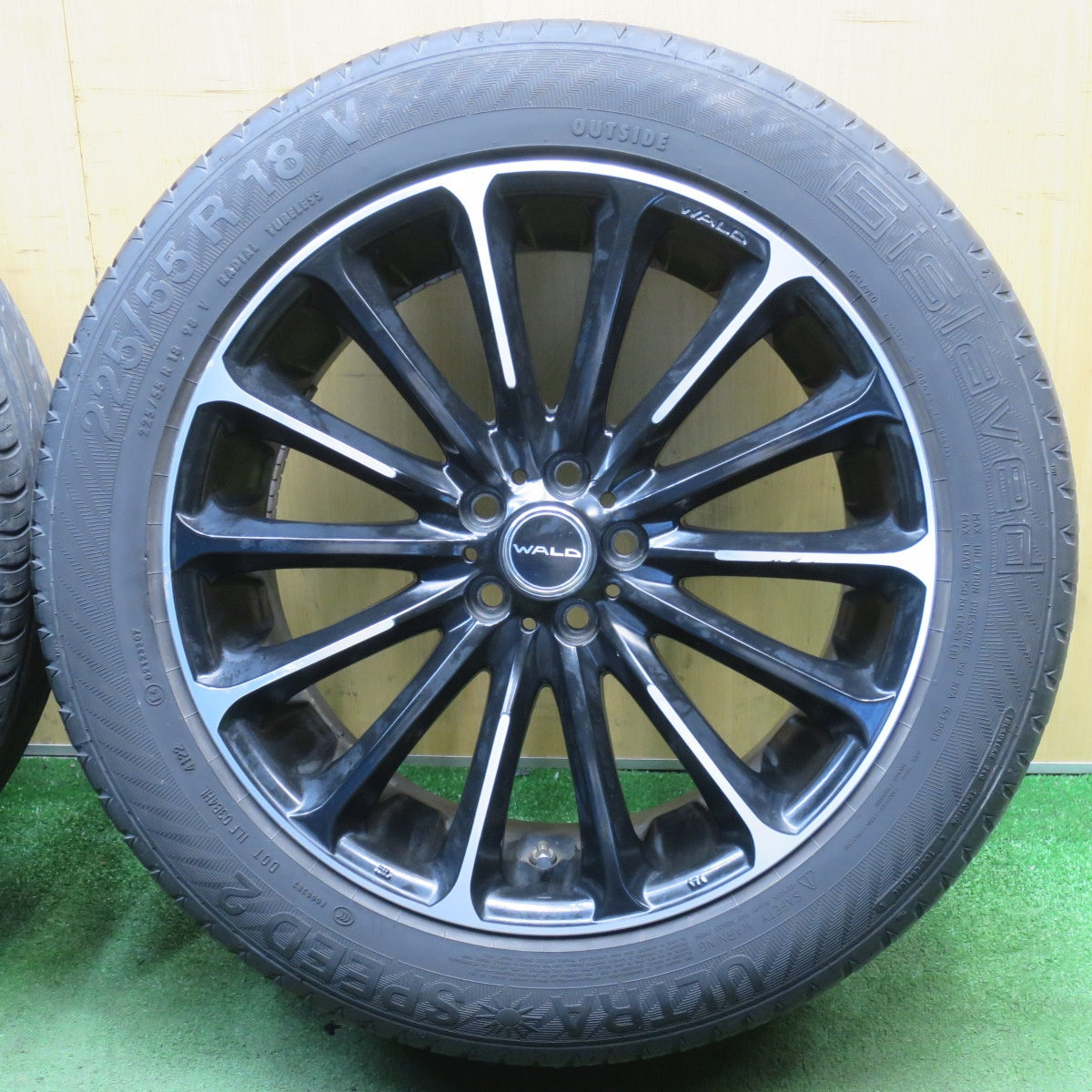 バリ溝！22年！キレイ！9分★フォレスター 等 225/55R18 ギスラベット ULTRA SPEED2 WALD Portofino 21C ヴァルド ポルトフィーノ 18インチ PCD100/5H★6051904NJノ