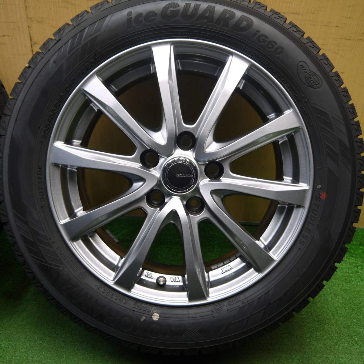 バリ溝 23年 綺麗 ほぼ10分★スタッドレス 205/55R16 ヨコハマ アイスガード iG60 MiLLOUS ミルアス PCD114.3/5H★5031802Hス