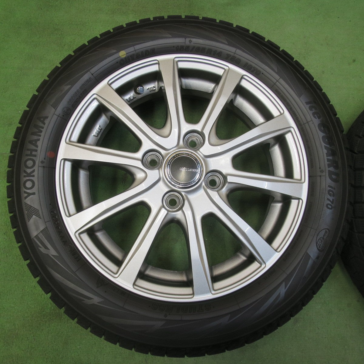 バリ溝！22年！キレイ！ほぼ10分★スタッドレス 155/65R14 ヨコハマ アイスガード iG70 MiLLOUS VX ミルアス 14インチ PCD100/4H★5122009イス