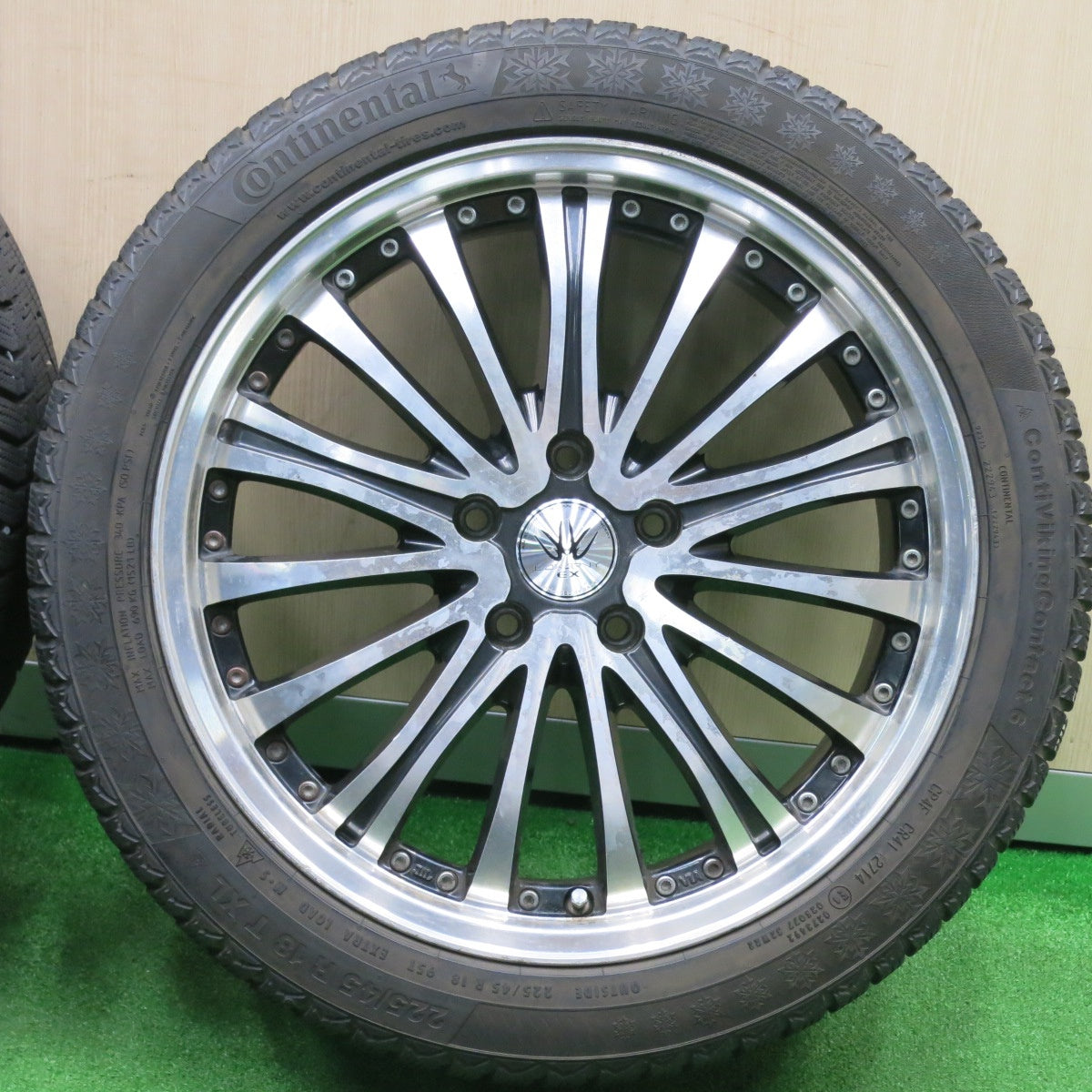 [送料無料] バリ溝！9.5分★LOXARNY EX BADX 225/45R18 スタッドレス コンチネンタル コンチバイキング コンタクト6 ロクサーニ PCD114.3/5H★4093004NJス