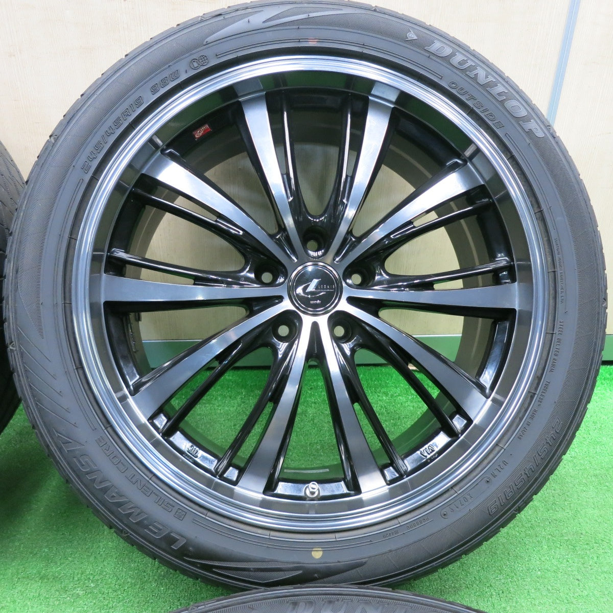 [送料無料] バリ溝！キレイ！9.5分★LEONIS EX 245/45R19 ダンロップ LE MANS V レオニス 19インチ ルマン5 PCD114.3/5H★4112502TNノ