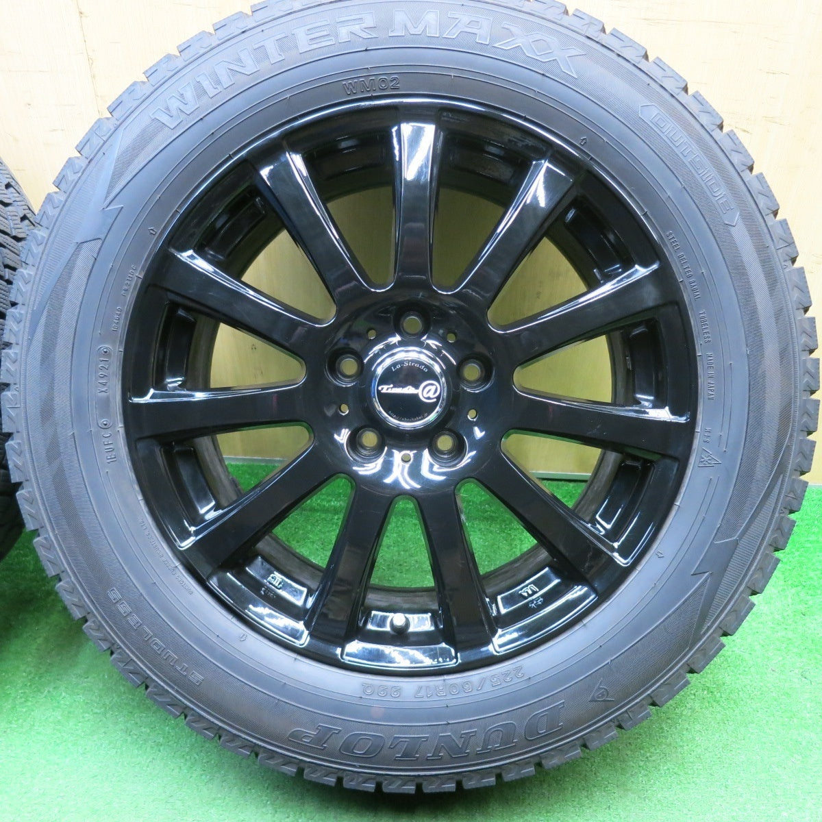 バリ溝！21年！キレイ！9.5分★スタッドレス 225/60R17 ダンロップ ウインターマックス WM02 Tirado＠ La-Strada 阿部商会 17インチ PCD114.3/5H★5031607TNス