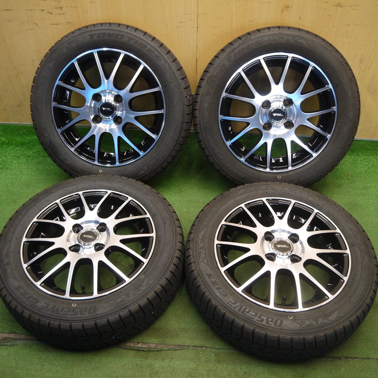 バリ溝！25年！キレイ！ほぼ10分◎スタッドレス 155/65R14 トーヨー オブザーブ GIZ3 TOPRUN トップラン 14インチ PCD100/4H◎6070103Hス