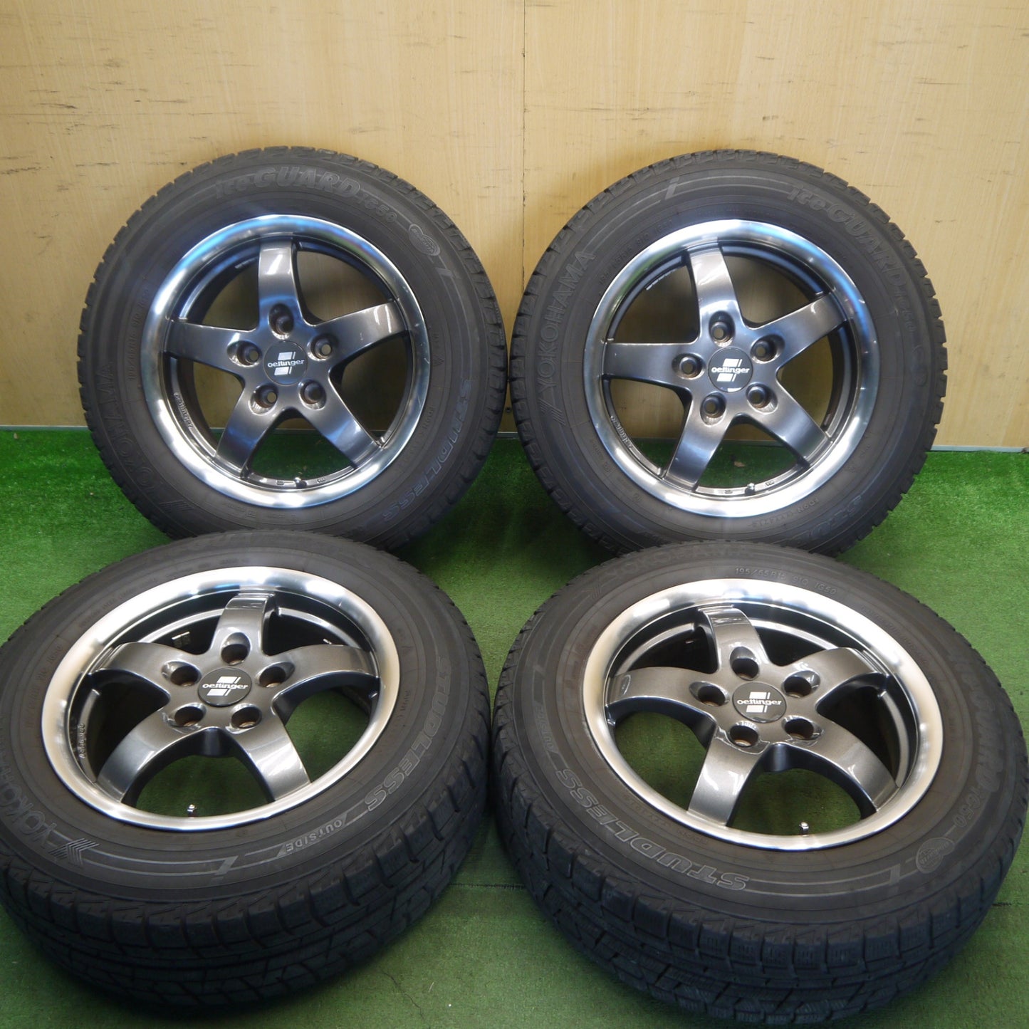 バリ溝！8.5分★ワーゲン アウディ 等 Oettinger TYPE RE2 195/65R15 スタッドレス ヨコハマ アイスガード iG50 エッティンガー 15インチ PCD112/5H★6052706Hス