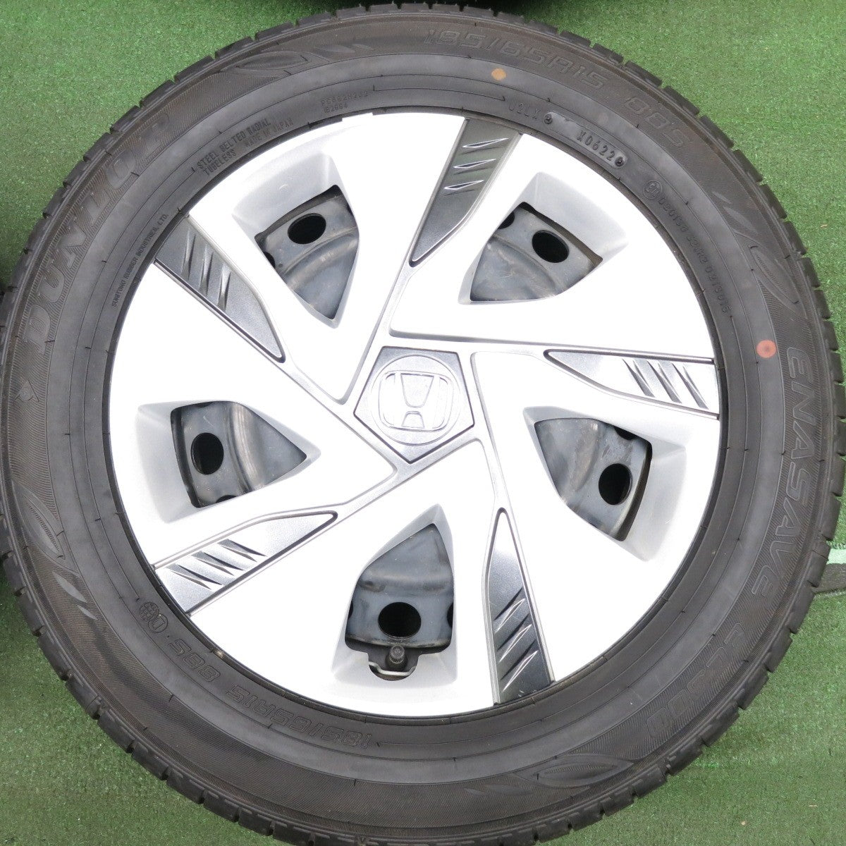 *送料無料* 超バリ溝！22年！ほぼ10分★ホンダ フリード ハイブリッド 純正 スチール 185/65R15 ダンロップ エナセーブ EC300 15インチ PCD114.3/5H★4050805HAノ