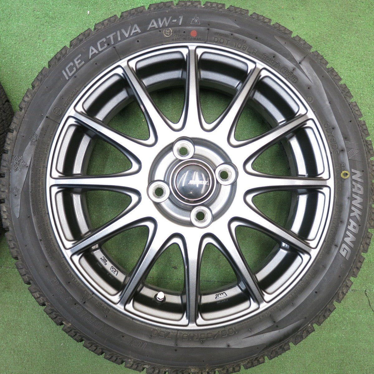 超バリ溝！25年！キレイ！ほぼ10分★スタッドレス 165/55R15 ナンカン アイス アクティバ AW-1 EMBELY エンベリー 15インチ 軽サイズ N-BOX タント 等 PCD100/4H★6031501HAス