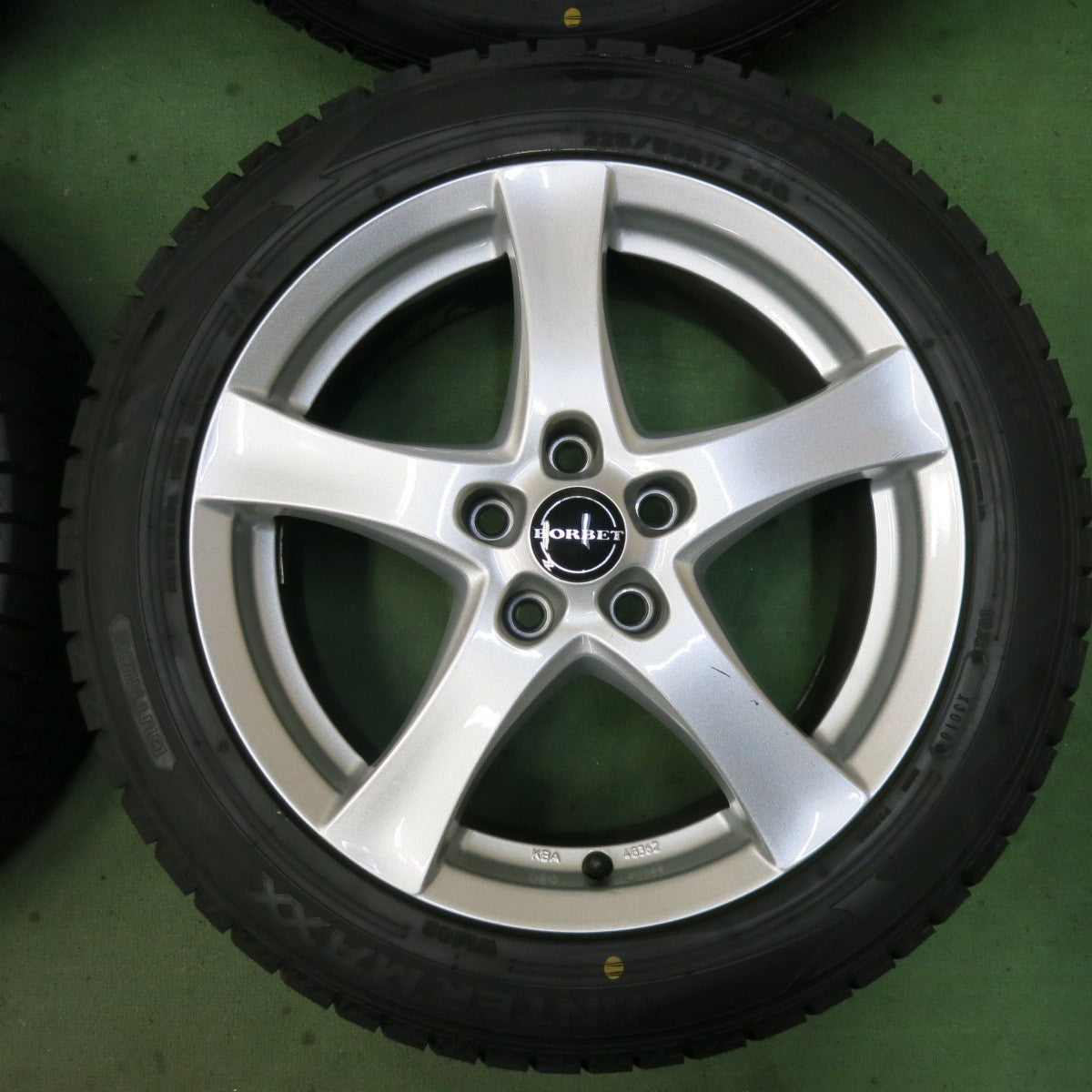 バリ溝！キレイ！9.5分★ベンツ 等 BORBET 225/50R17 スタッドレス ダンロップ ウインターマックス WM02 ボルベット 17インチ PCD112/5H★5062603SYス