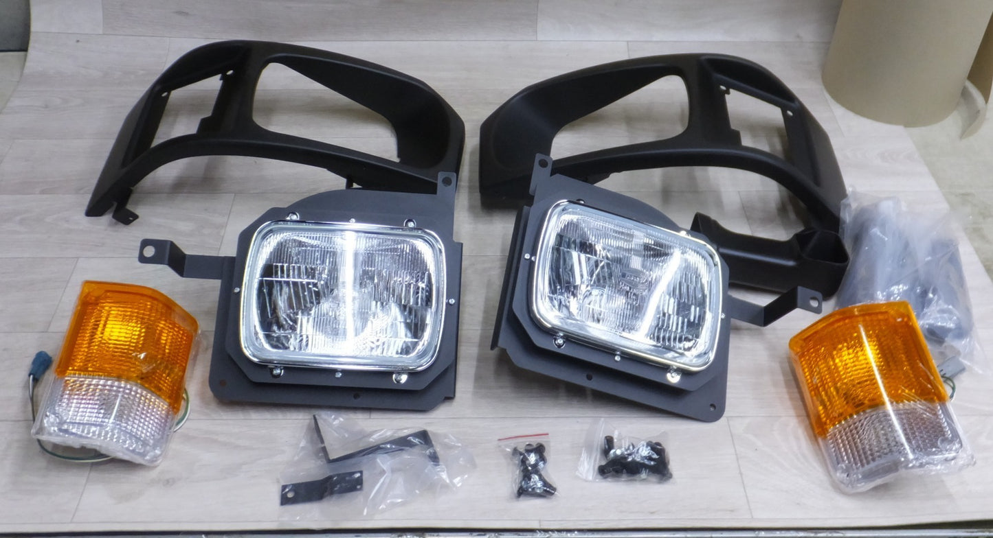 [送料無料] 未使用◆GOODSPEED VANLIFE ハイエース 4型以降 ヘッド ライト ランプ キット 角目 マットブラック 社外品◆