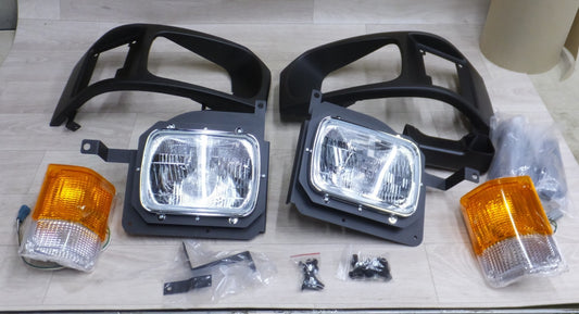 [送料無料] 未使用◆GOODSPEED VANLIFE ハイエース 4型以降 ヘッド ライト ランプ キット 角目 マットブラック 社外品◆