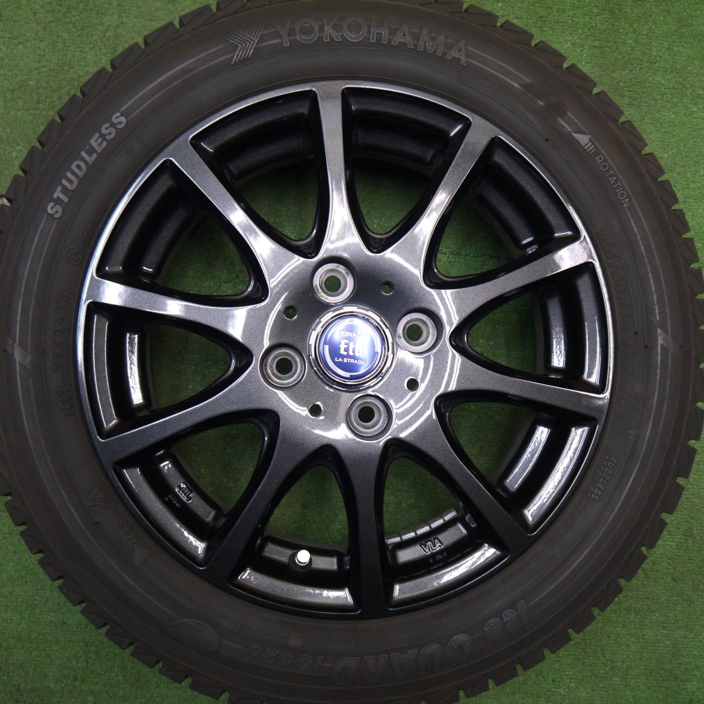 バリ溝！23年！キレイ！9分★スタッドレス 155/65R14 ヨコハマ アイスガード iG52C TIRADO Eta LA STRADA ティラード ラストラーダ 14インチ PCD100/4H★5042802Hス