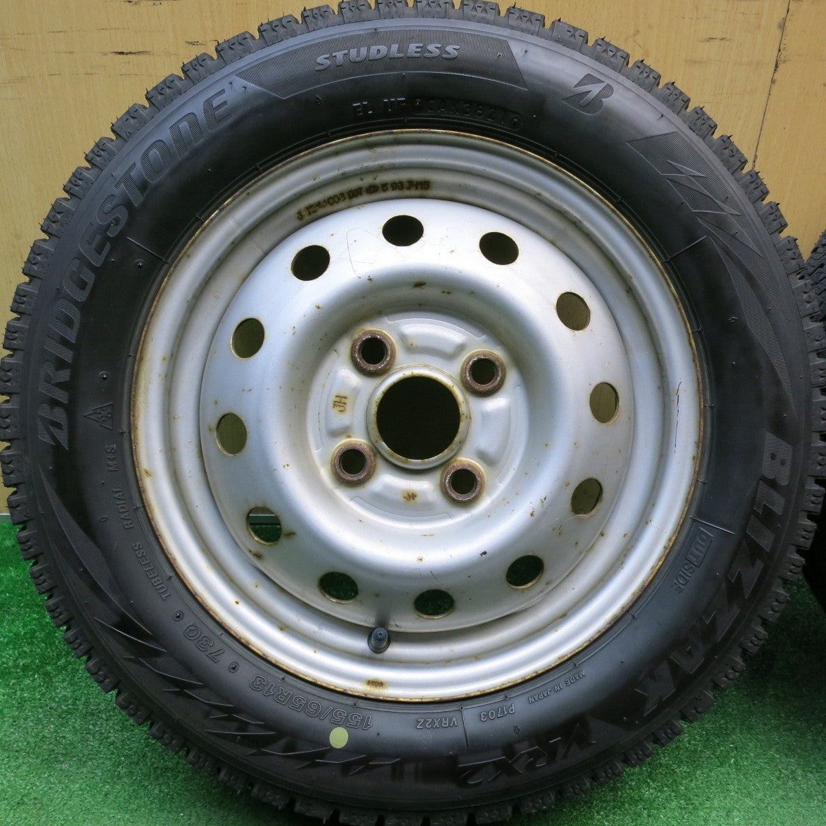 バリ溝！9分★スタッドレス 155/65R13 ブリヂストン ブリザック VRX2 スチール ホイール 13インチ PCD100/4H★6022616HAス
