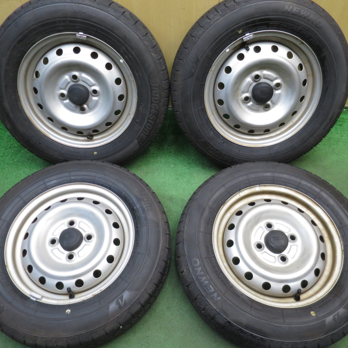 バリ溝！24年！8.5分★ダイハツ ミラ タント ムーヴ 等 純正 スチール 145/80R13 ブリヂストン NEWNO ニューノ 13インチ PCD100/4H★5073101NJノ