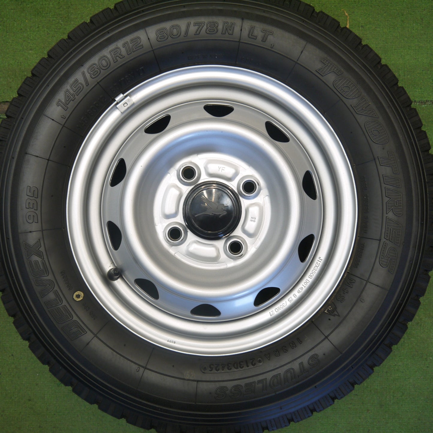 バリ溝！25年！キレイ！9.5分以上◎スタッドレス 145/80R12 80/78N トーヨー デルベックス 935 スチール ホイール 12インチ PCD100/4H◎6071401Hス