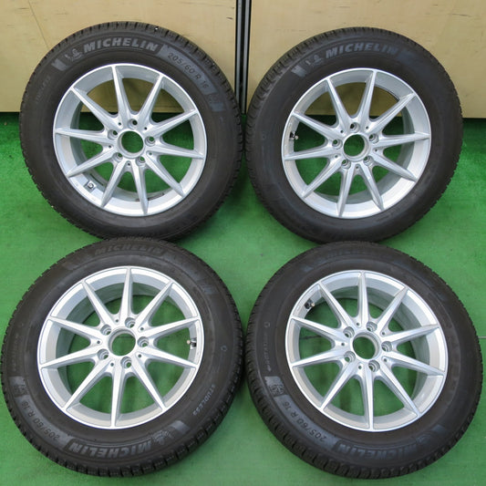 *送料無料* バリ溝！キレイ！ほぼ10分★ベンツ 等 205/60R16 スタッドレス ミシュラン X-ICE3+ 社外 アルミ 16インチ PCD112/5H★4072005イス