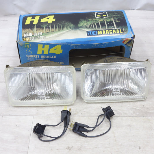 [送料無料] 未使用！左右セット◆MARCHAL マーシャル ヘッドライト H4 角目 ハロゲン Valeo D6 ヘッドランプ 当時物 旧車◆